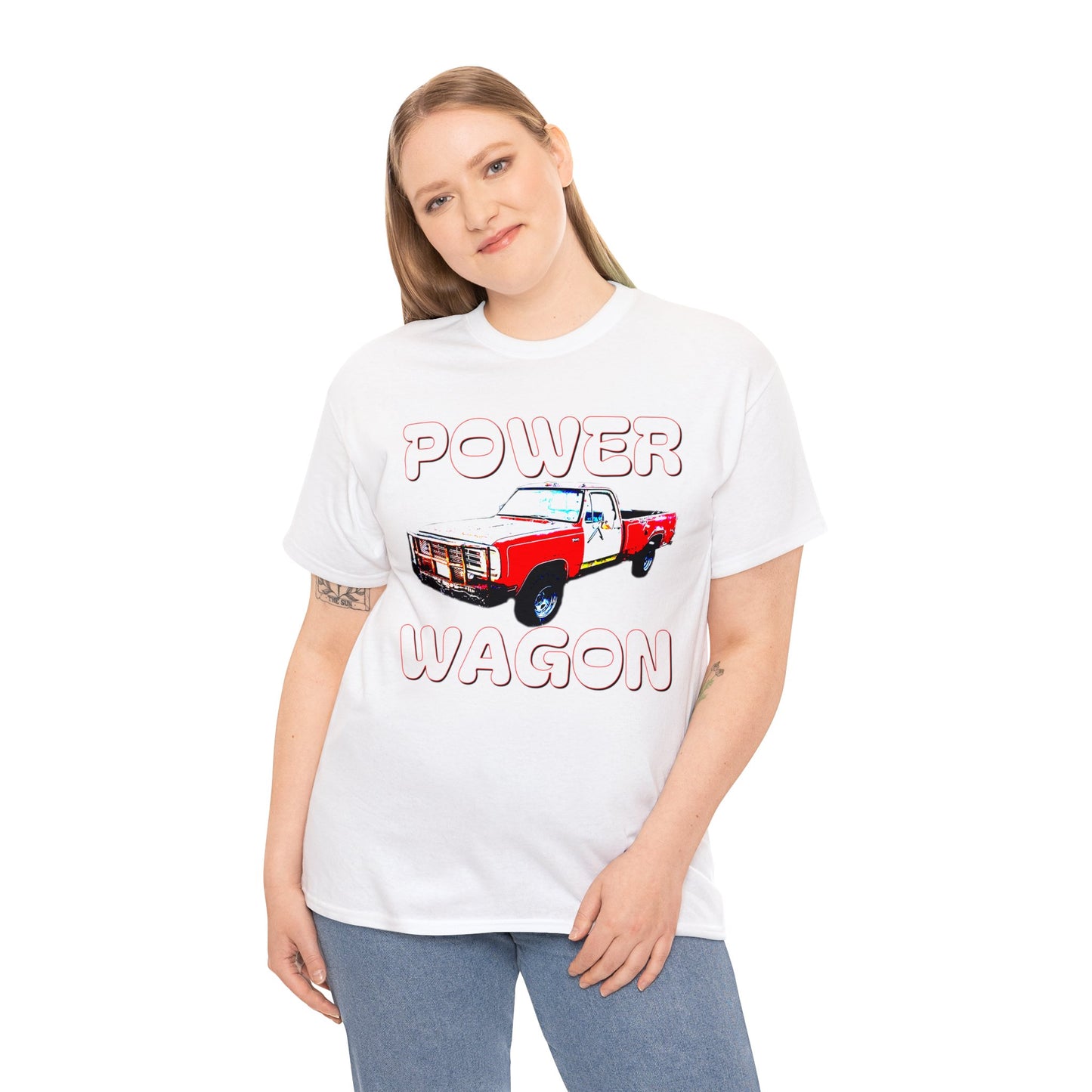 Power Wagon Pickup Truck, Vintage Pick Up Truck, Retro Truck Heavy Cotton Tee