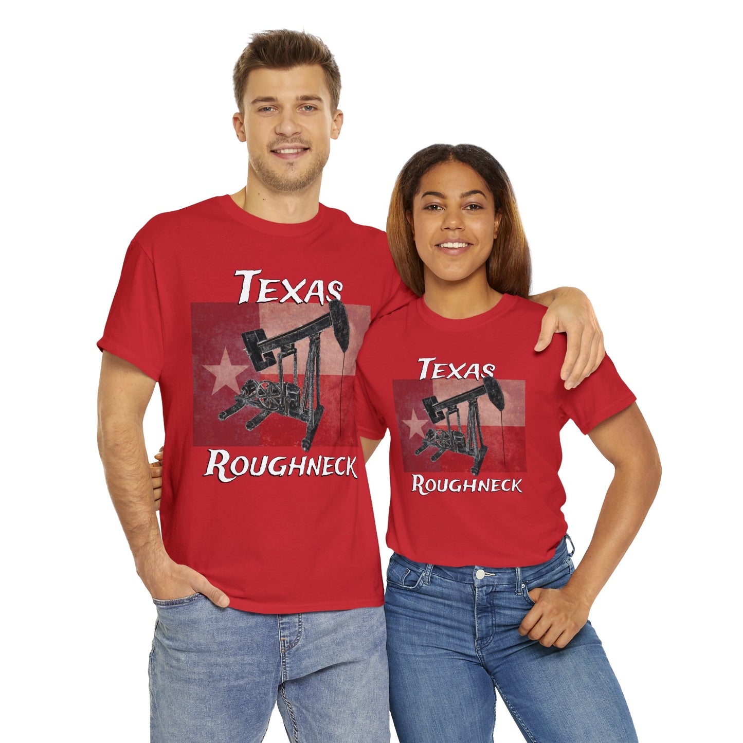 Texas Oil Worker, Rough Neck, Pump Jack Heavy Cotton Tee