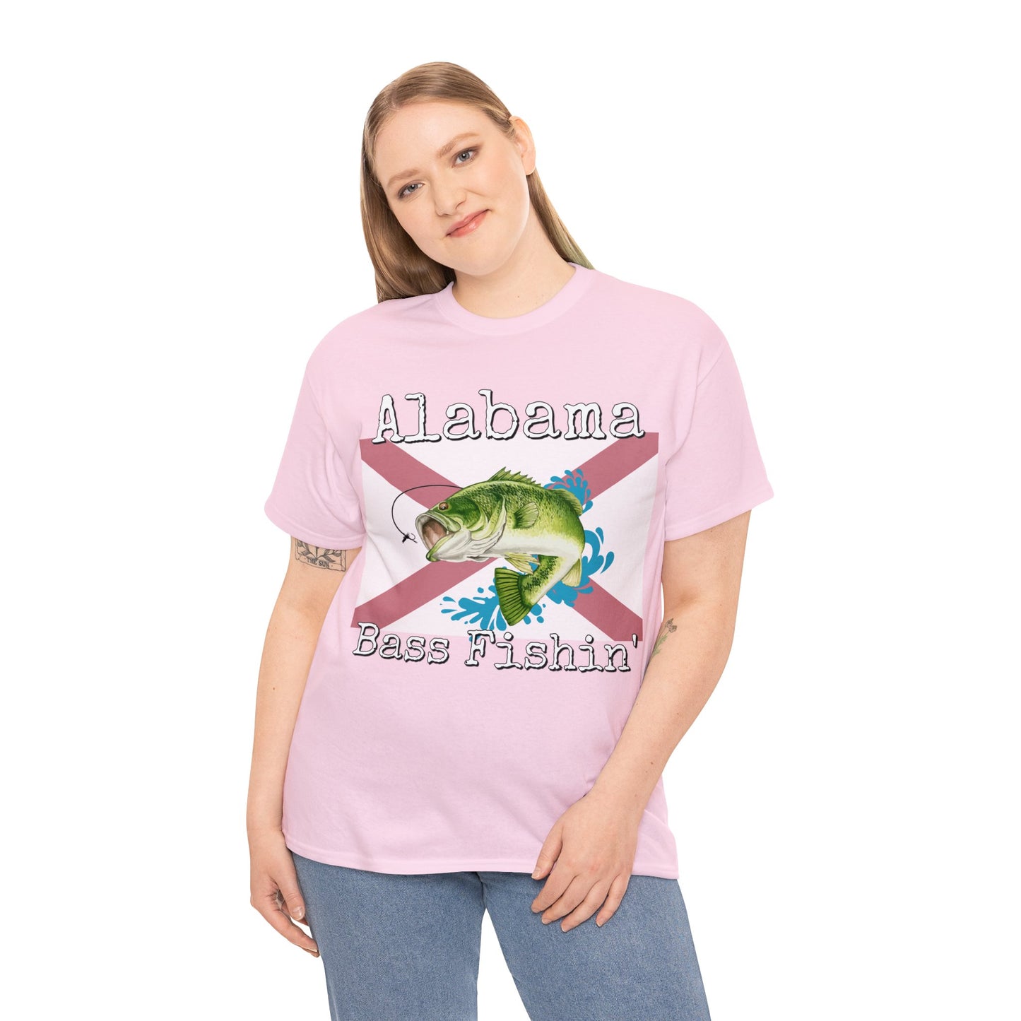 Vintage Retro Alabama Bass Fishing Heavy Cotton Tee