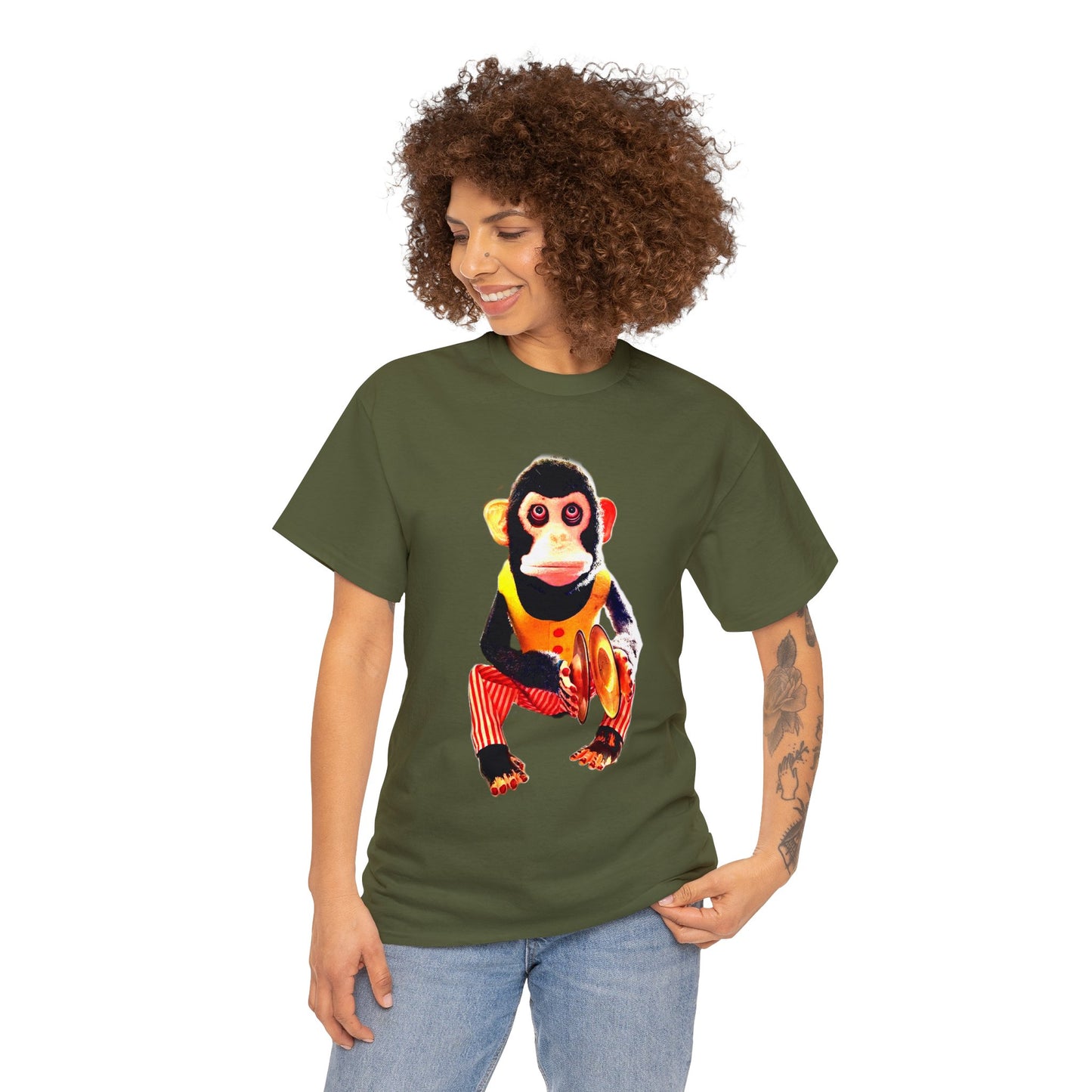 Cymbal Chimp Toy, Jolly Monkey With Cymbals Vintage Retro Heavy Cotton Tee
