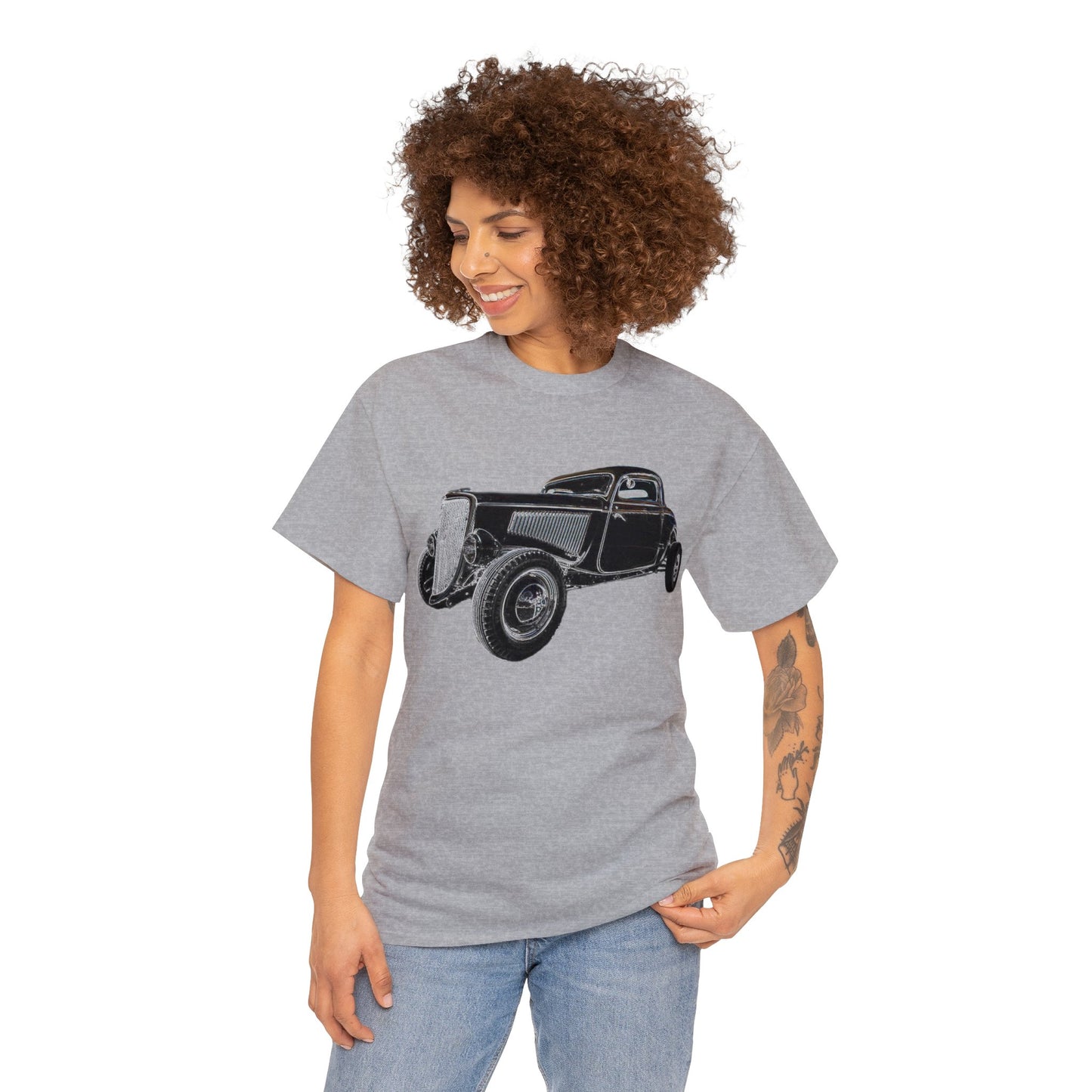 Hot Rod, Retro Rat Rod Car, Antique Automobile, Vintage Car, Rockabilly Heavy Cotton Tee