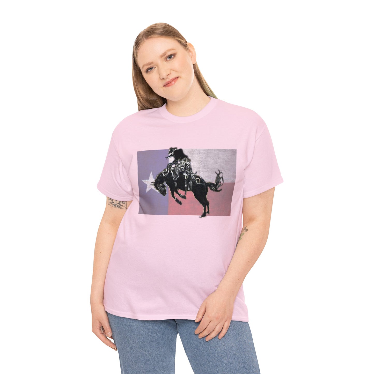 Rodeo, Bronco Rider, Bronc Buster, Cowboy Rider, Horse Rider, Wild Horse Heavy Cotton Tee