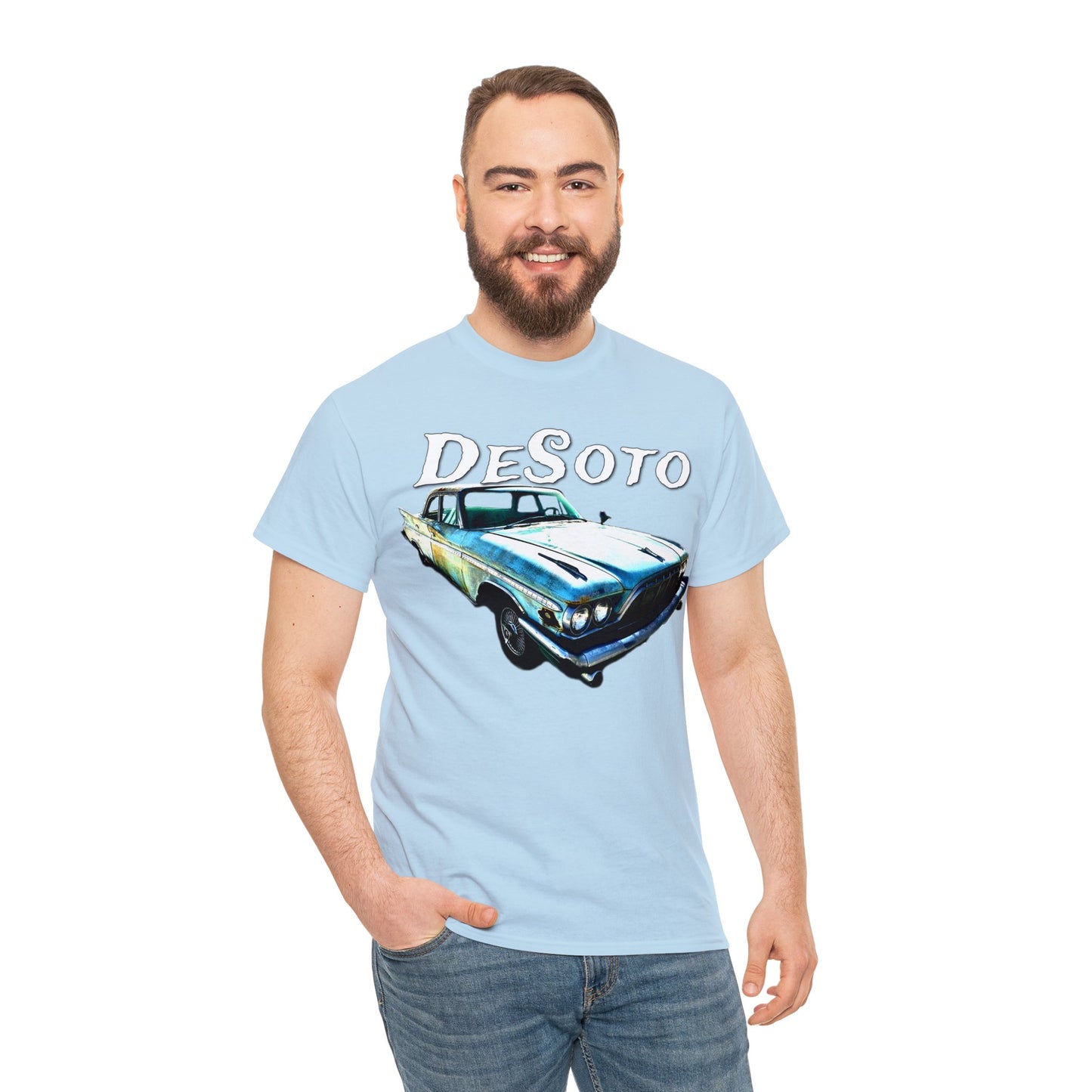 Vintage Desoto American Car, Vintage Antique Automobile Heavy Cotton Tee