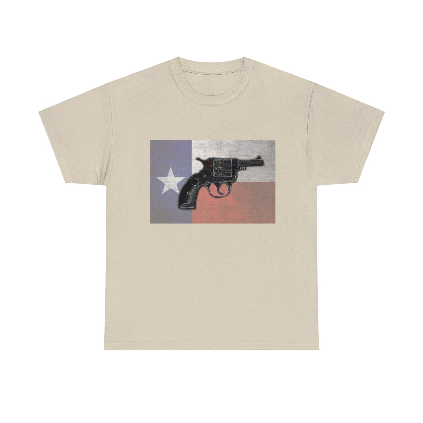 Vintage Pistol Revolver Texas Flag Heavy Cotton Tee