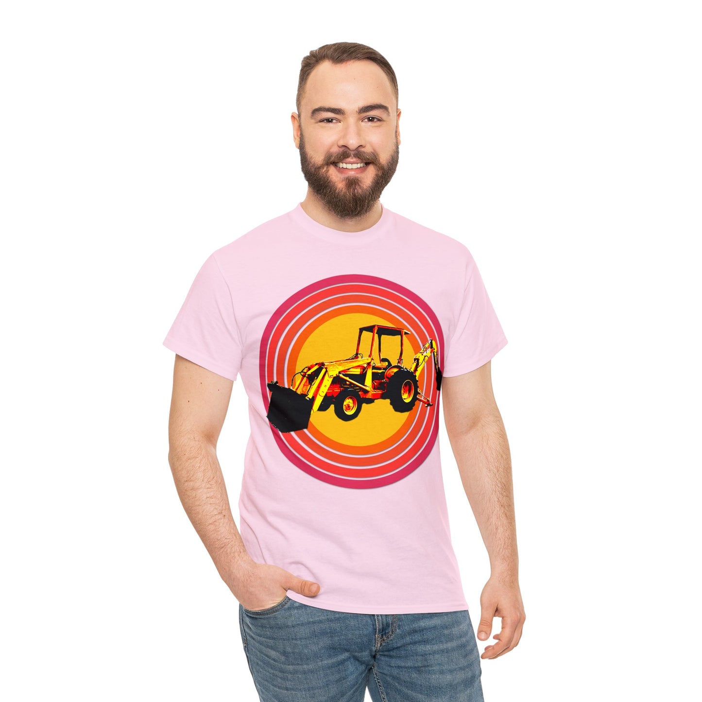 Back Hoe, Tractor, Bulldozer, Excavator, Construction, Under Construction Heavy Cotton Tee