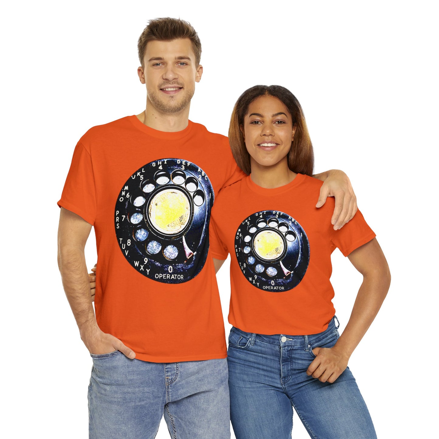 Vintage Retro Rotary Antique Telephone Phone Heavy Cotton Tee