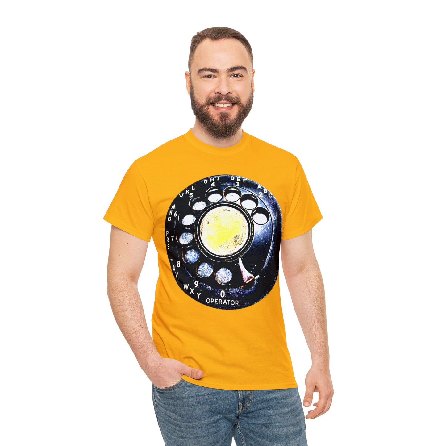Vintage Retro Rotary Antique Telephone Phone Heavy Cotton Tee