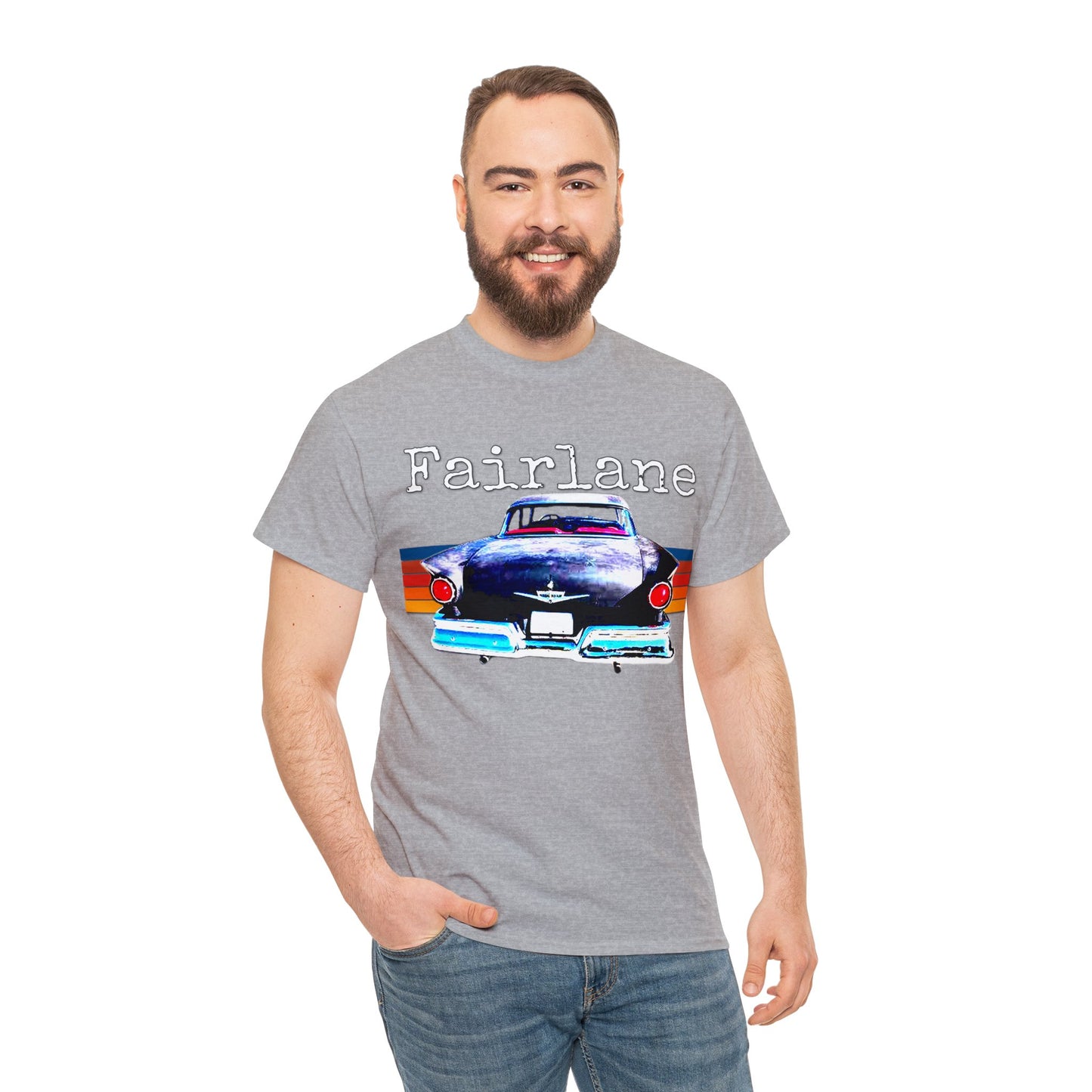 Fairlane 1957 Vintage Tail Fins, Vintage American Car Heavy Cotton Tee