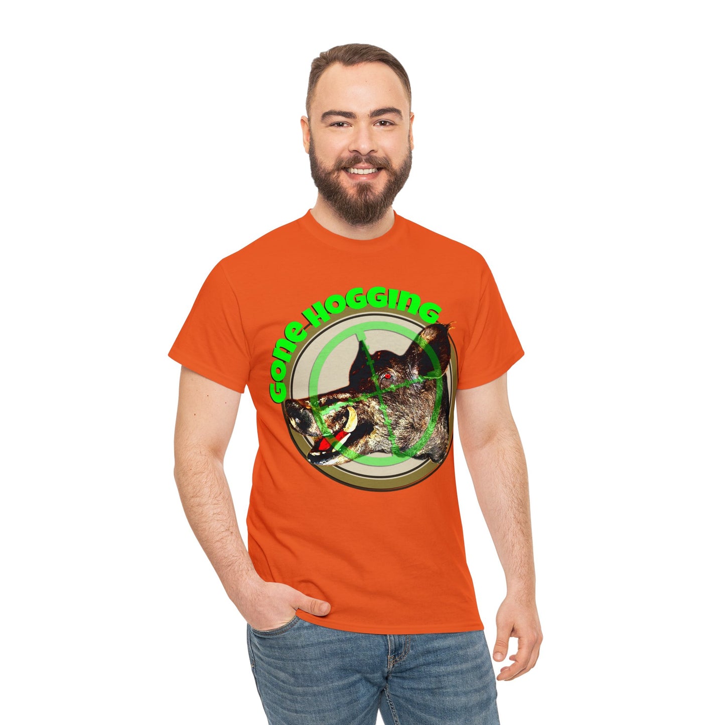 Wild Hog Hunter, Wild Hog, Hog Wild, Hog Boar Hunting Heavy Cotton Tee