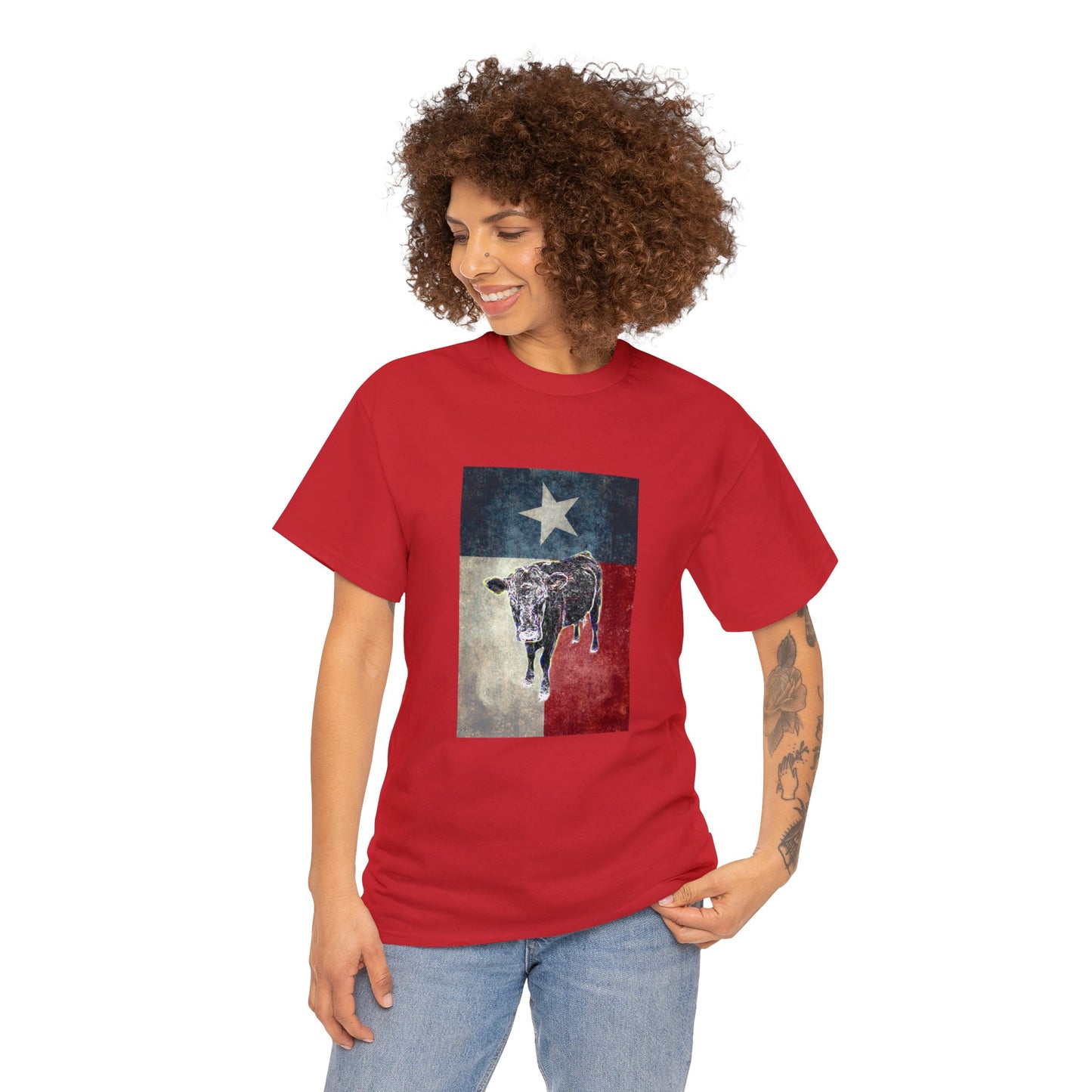 Vintage Retro Cow on the Farm Heavy Cotton Tee