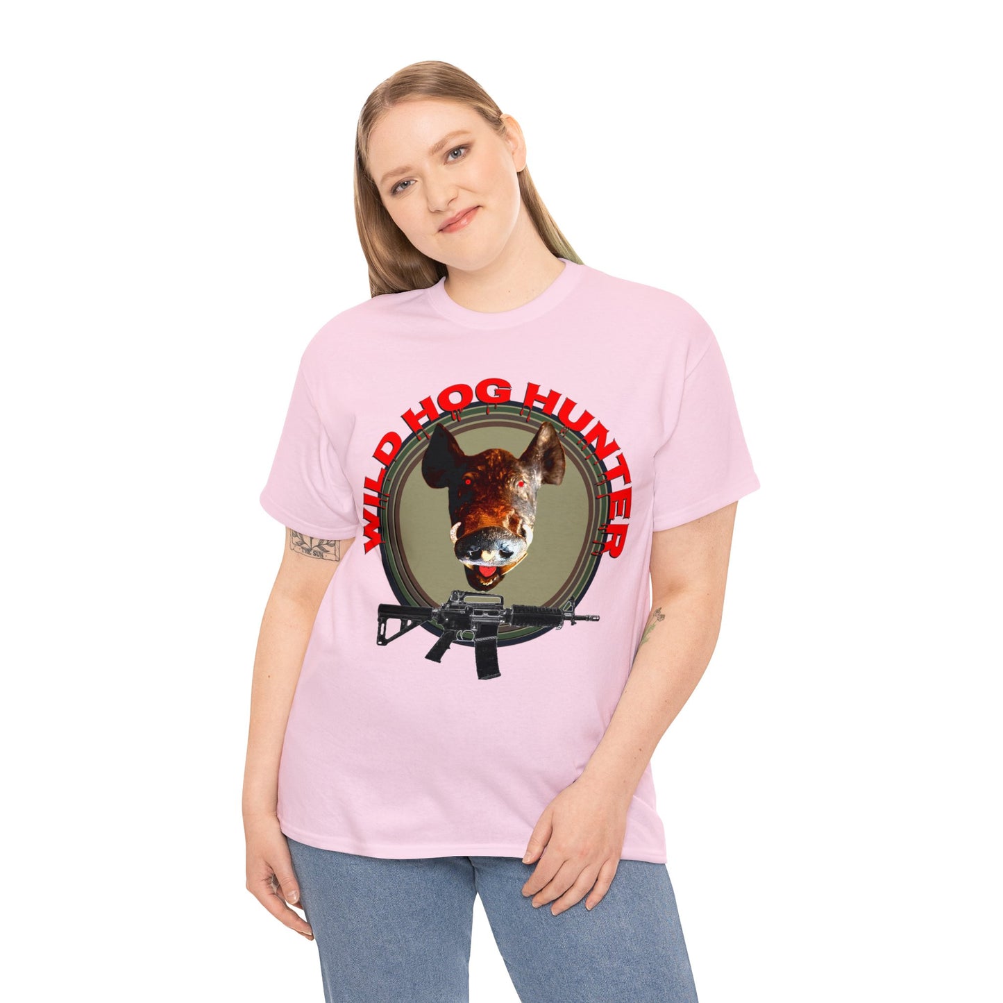 Wild Hog Hunter, Wild Hog, Hog Wild, Hog Boar Hunting Heavy Cotton Tee