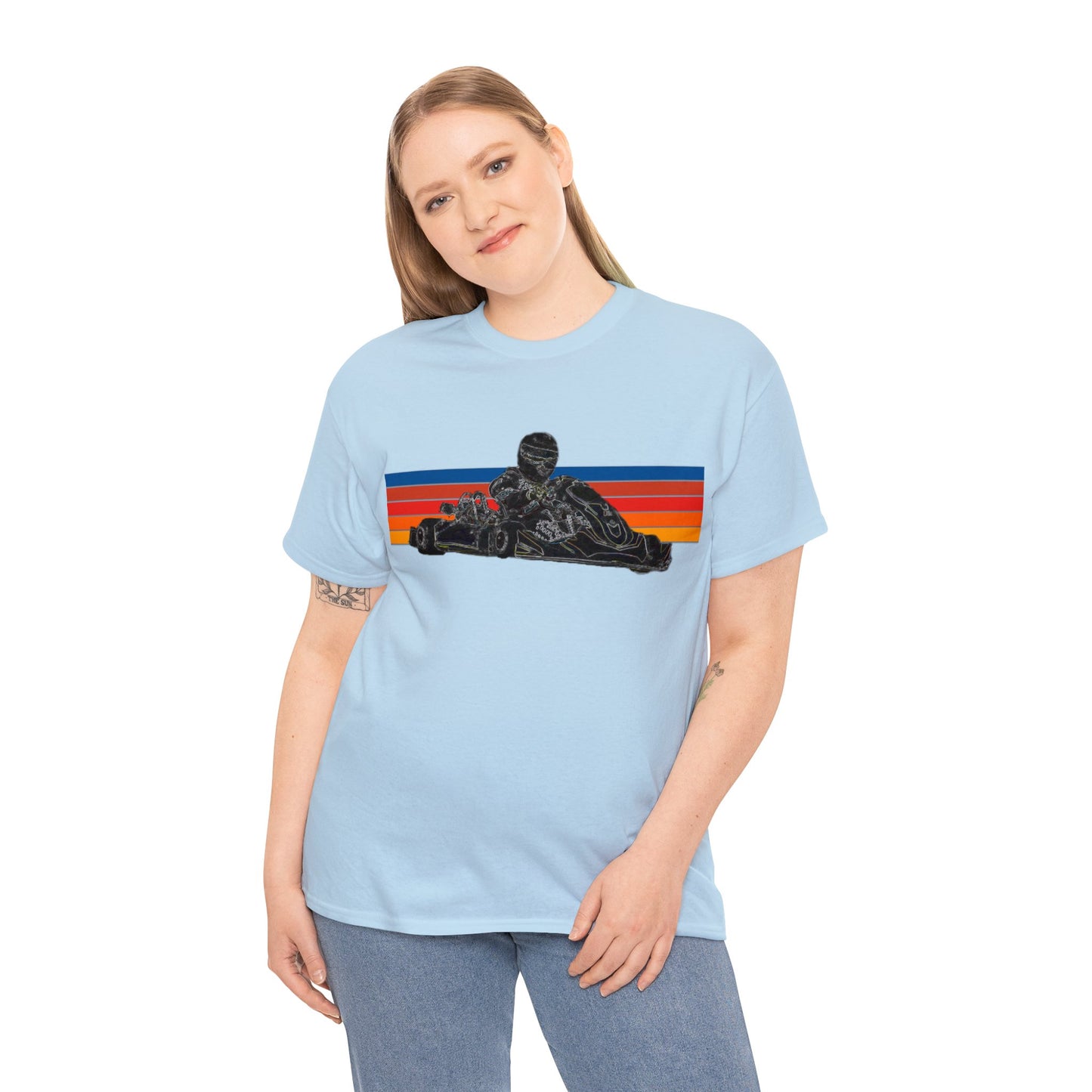 Racing Go Cart, Go Kart Racer, Race Car Driver Heavy Cotton Tee