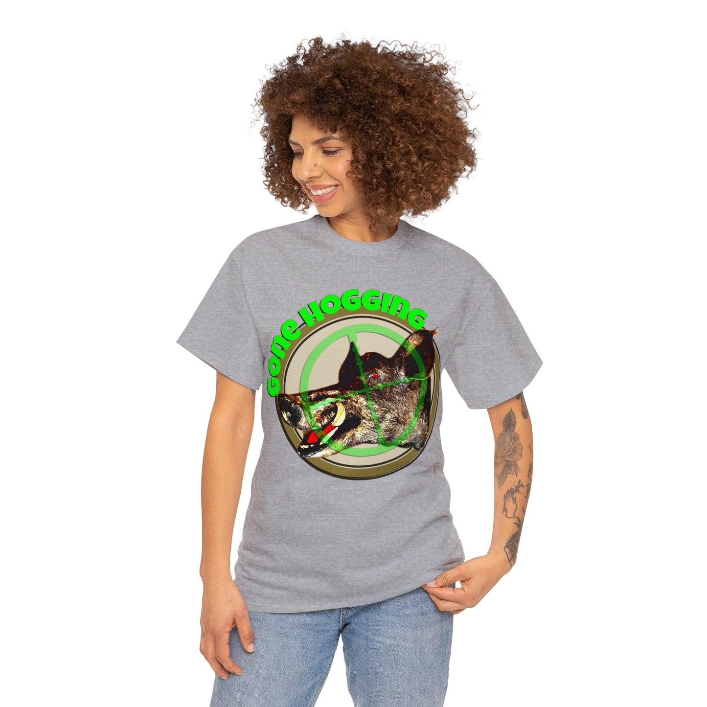 Wild Hog Hunter, Wild Hog, Hog Wild, Hog Boar Hunting Heavy Cotton Tee