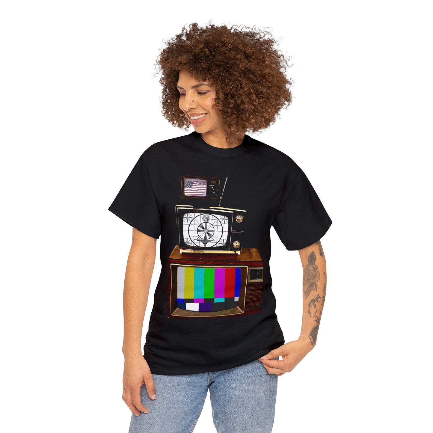 Vintage Televisions, Tube TV, Sign Off Screen, Old School, Vintage, Retro Heavy Cotton Tee