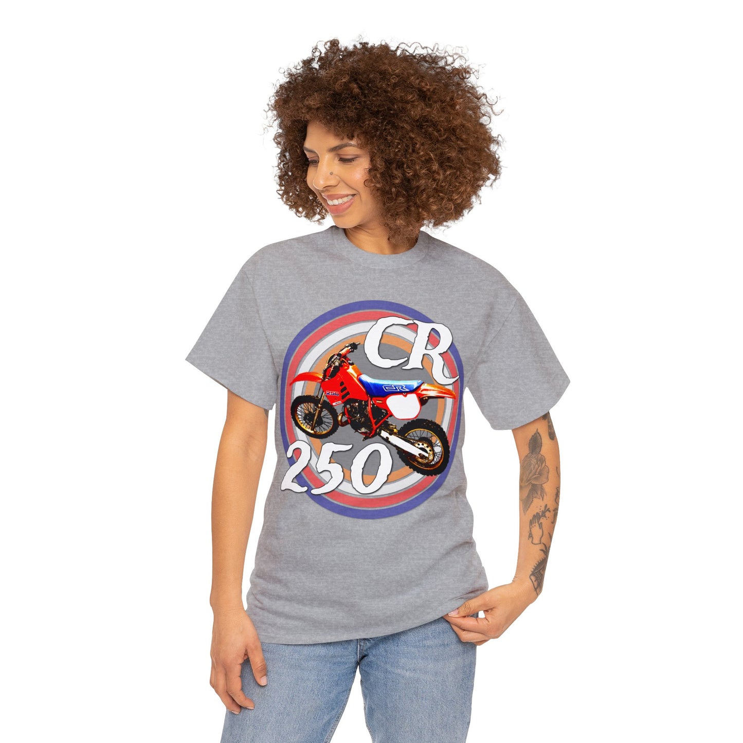 CR 250 R Vintage Retro Motorcross Motocross Motorcycle Dirt Bike Heavy Cotton Tee