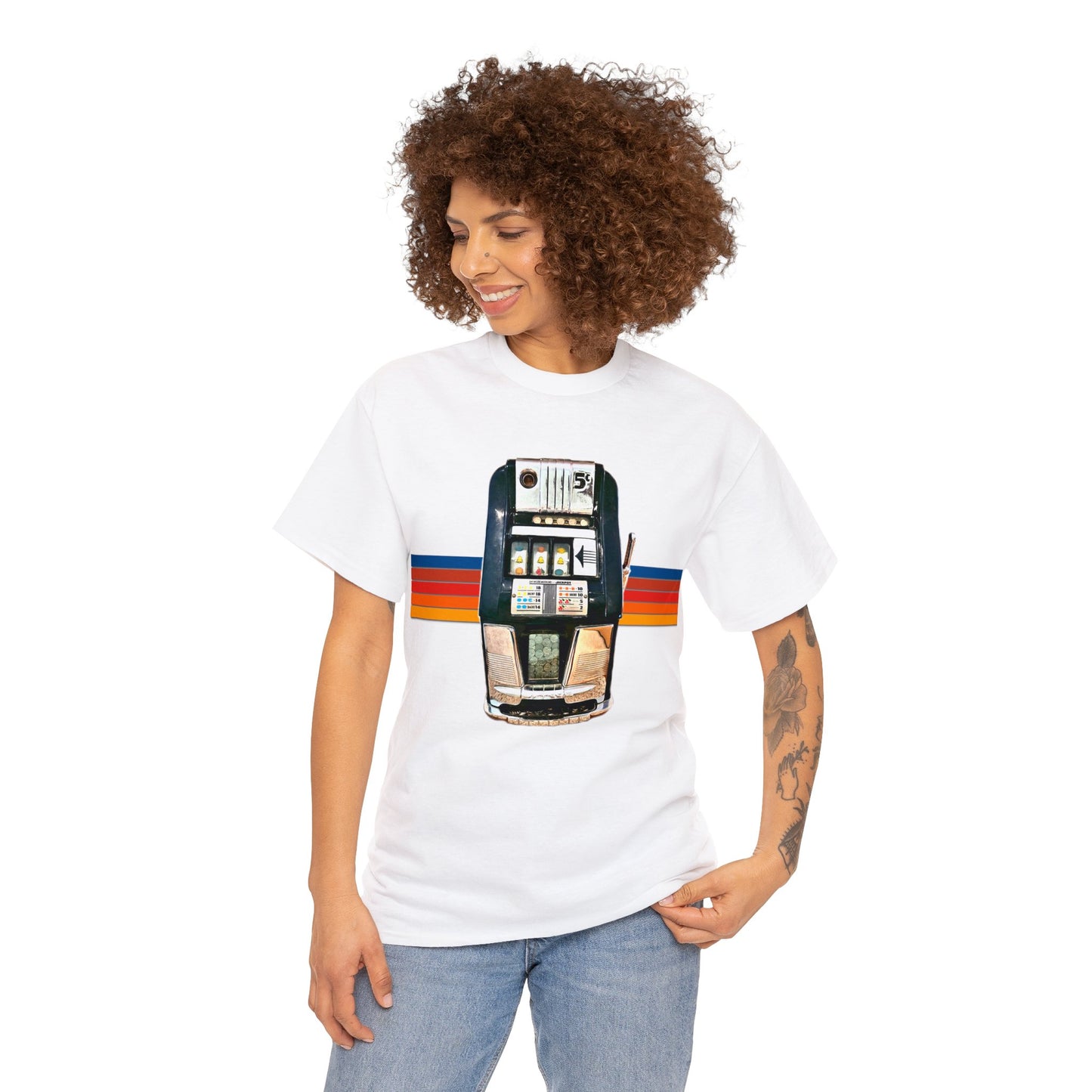 Vintage Slot Machine, Retro Slot Game Machine, Antique Casino Machine Heavy Cotton Tee