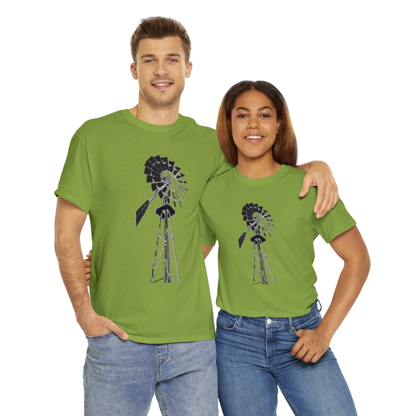 Windmill, Country Boy, Country Girl, Farmer, Vintage, Retro Heavy Cotton Tee