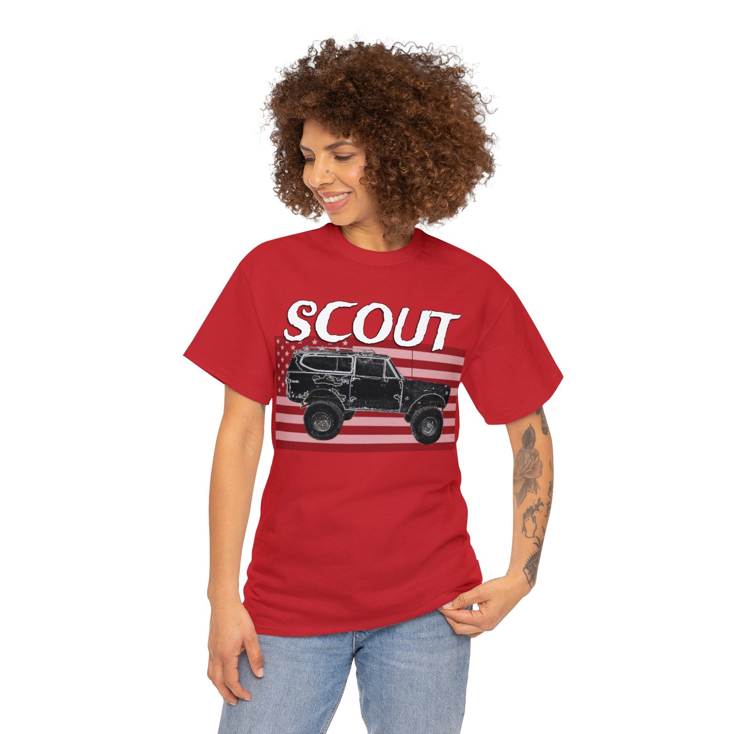 Scout Truck, 4x4 Truck, Vintage Off Road Truck, Retro 4 Wheel Drive Truck Heavy Cotton Tee