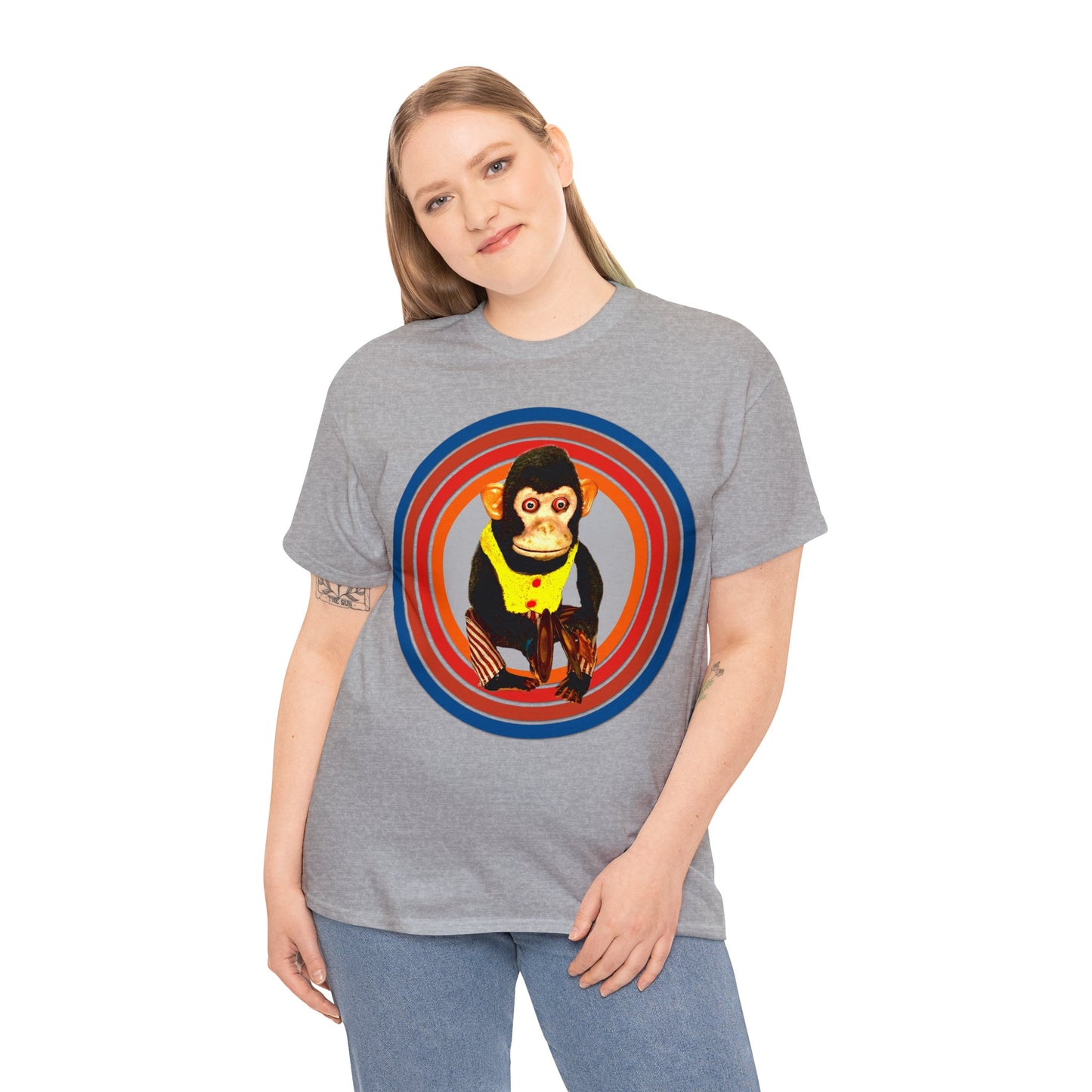Cymbal Chimp Toy, Jolly Monkey With Cymbals Vintage Retro Heavy Cotton Tee