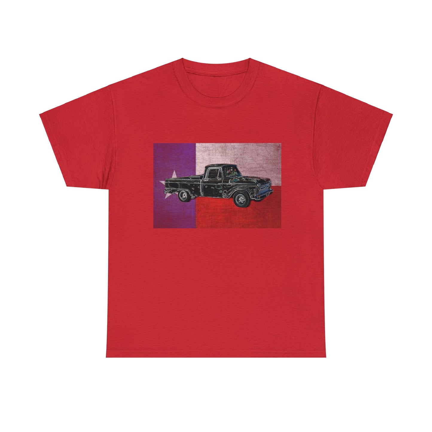 Vintage Texas Flag Pickup Truck Heavy Cotton Tee