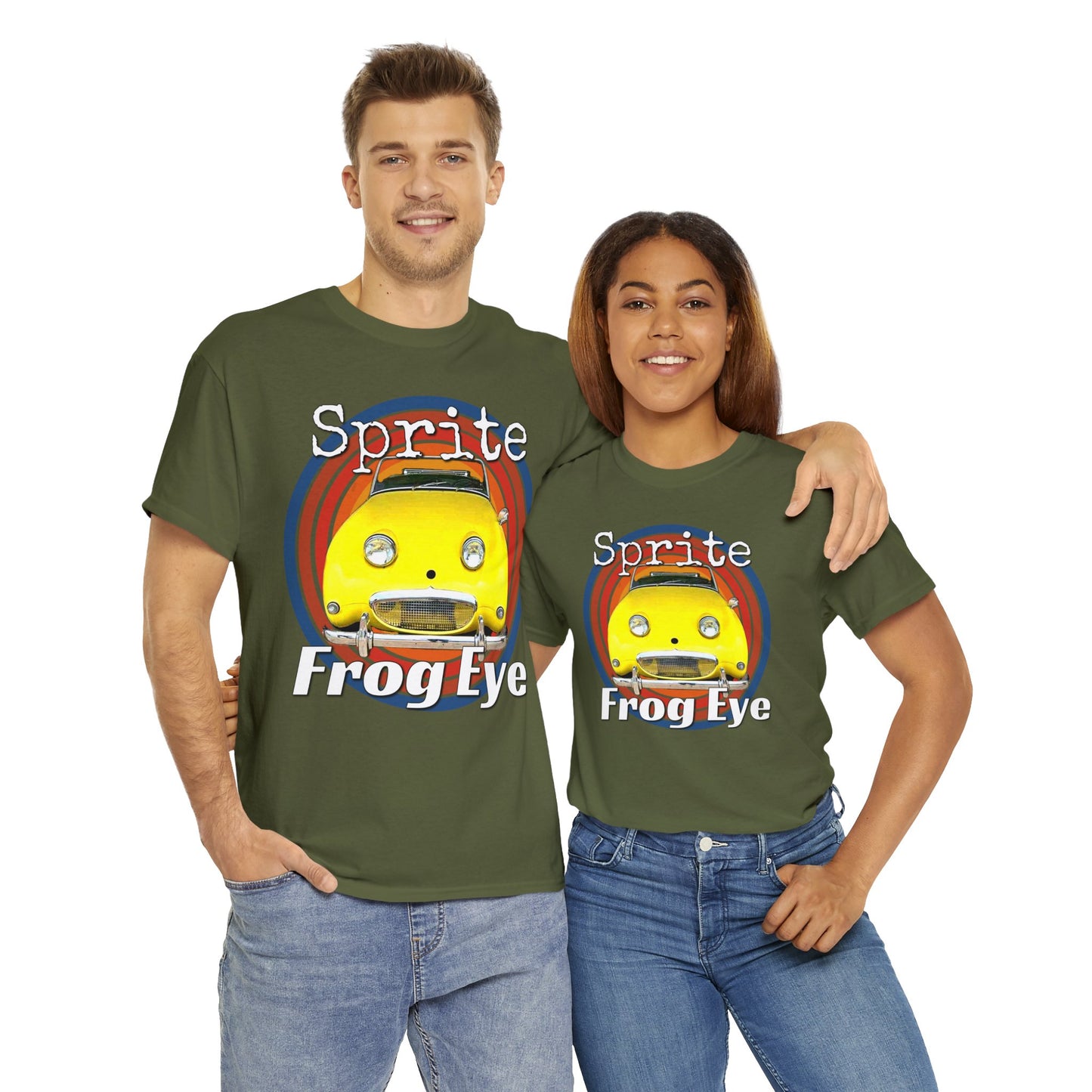 Vintage Retro Sprite Frog Eye Convertible Car Heavy Cotton Tee