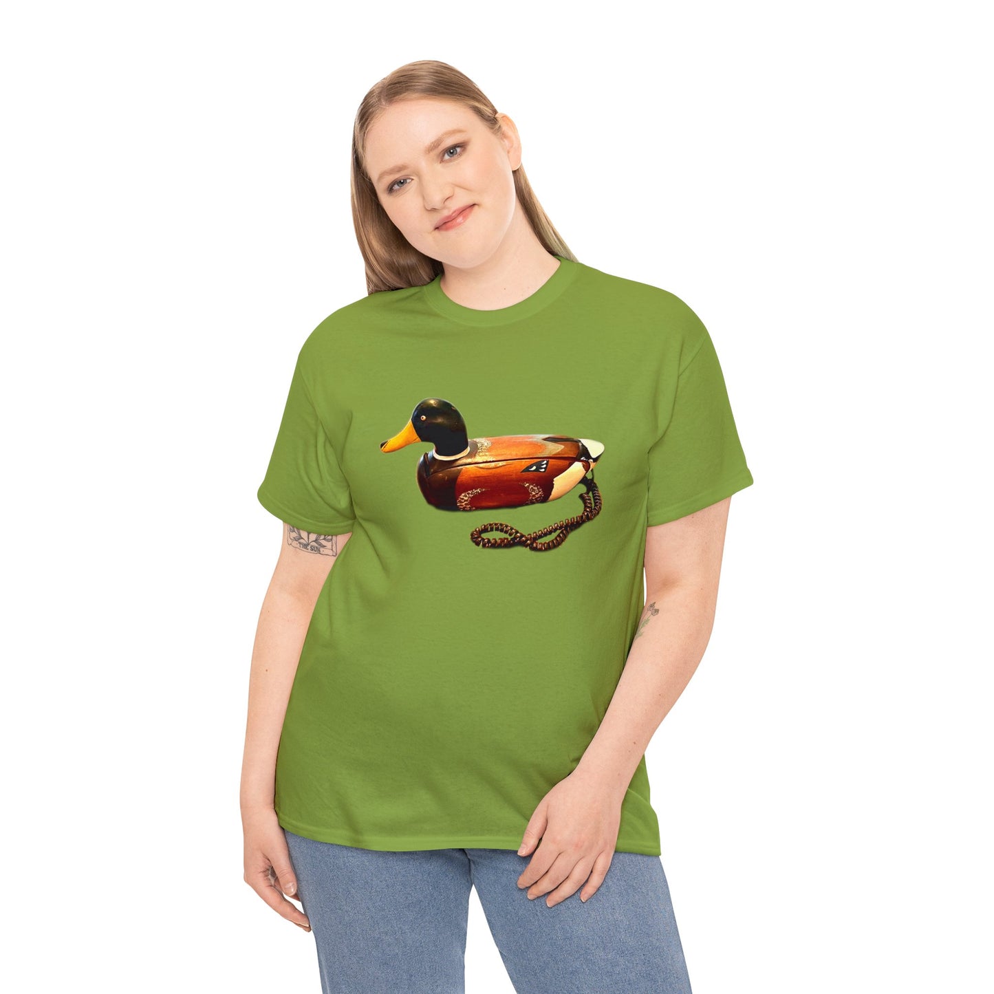 Vintage Retro Duck Mallard Telephone Lan Line Heavy Cotton Tee