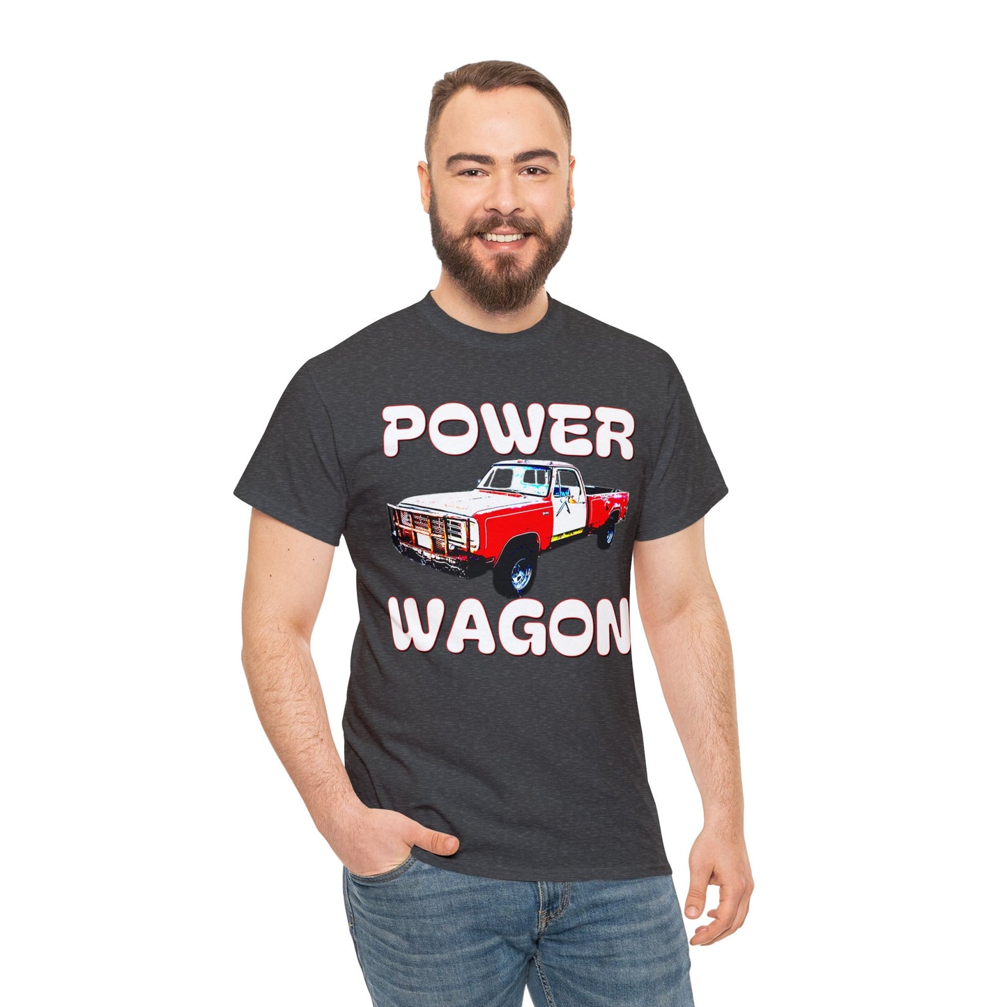 Power Wagon Pickup Truck, Vintage Pick Up Truck, Retro Truck Heavy Cotton Tee