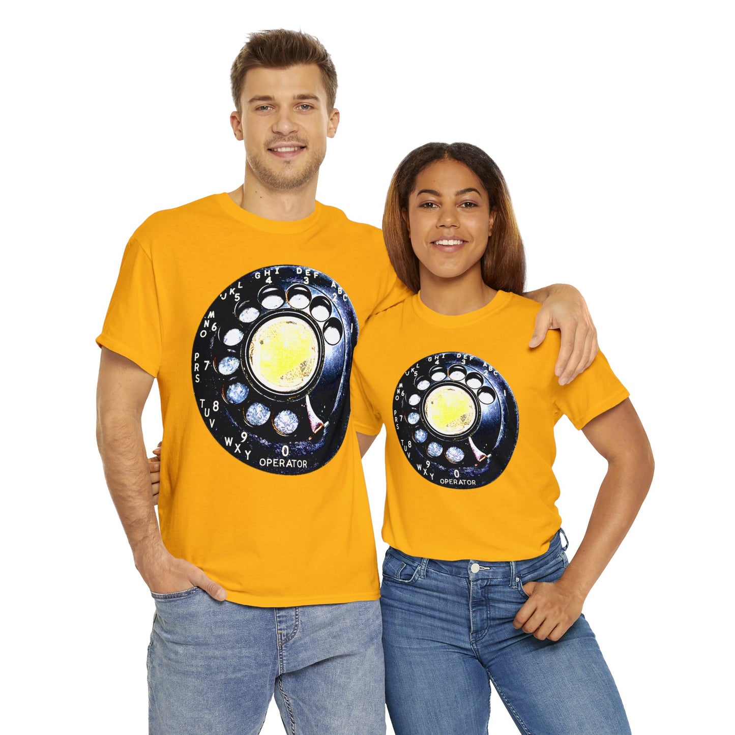 Vintage Retro Rotary Antique Telephone Phone Heavy Cotton Tee