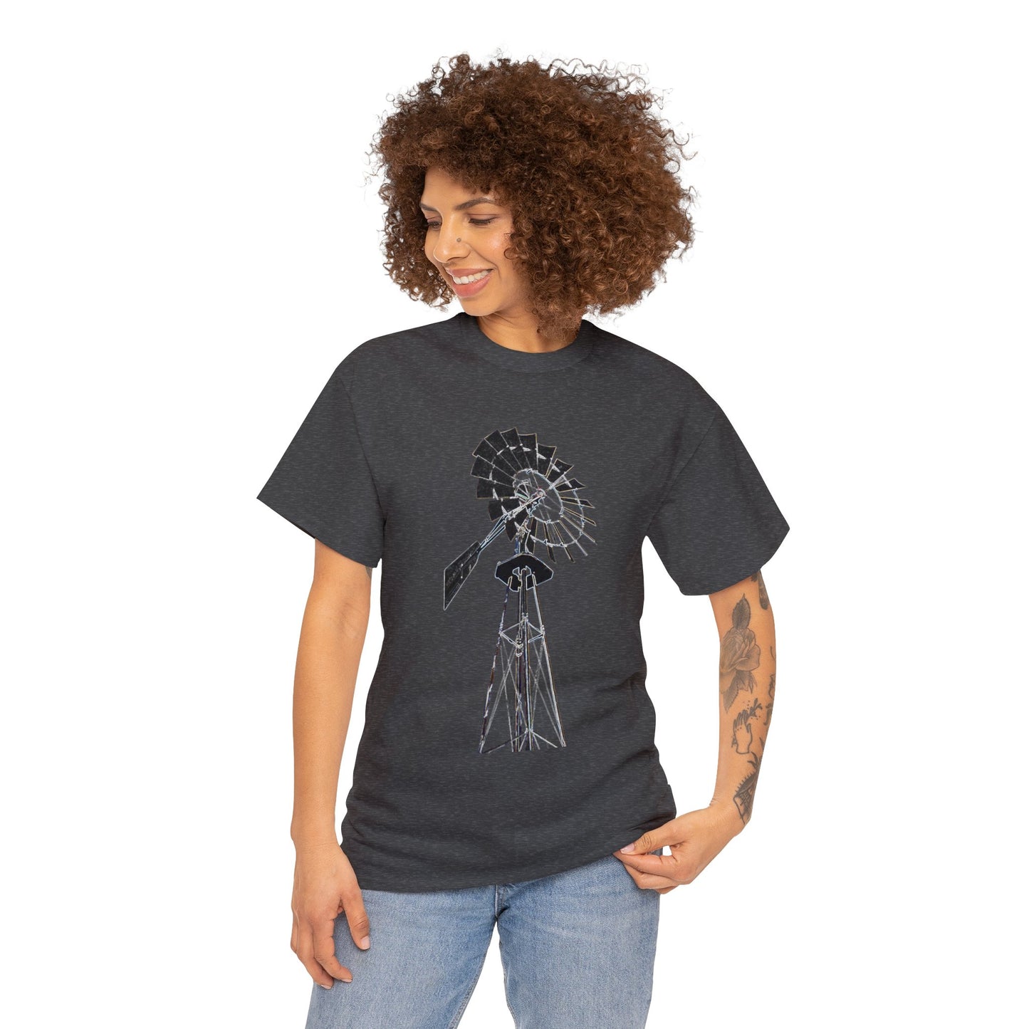 Windmill, Country Boy, Country Girl, Farmer, Vintage, Retro Heavy Cotton Tee