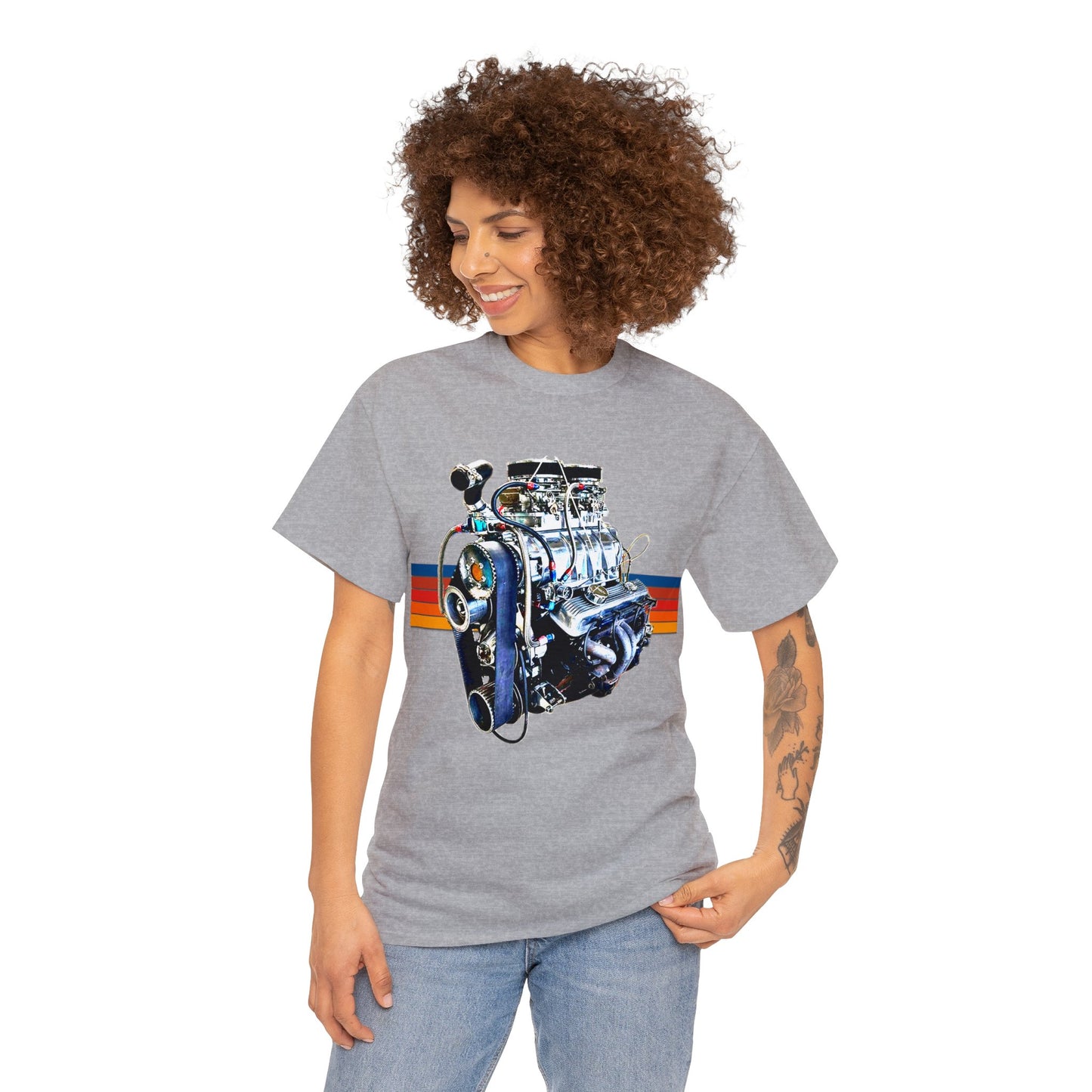 350 Small Block Engine, American Muscle Car Engine Heavy Cotton Tee