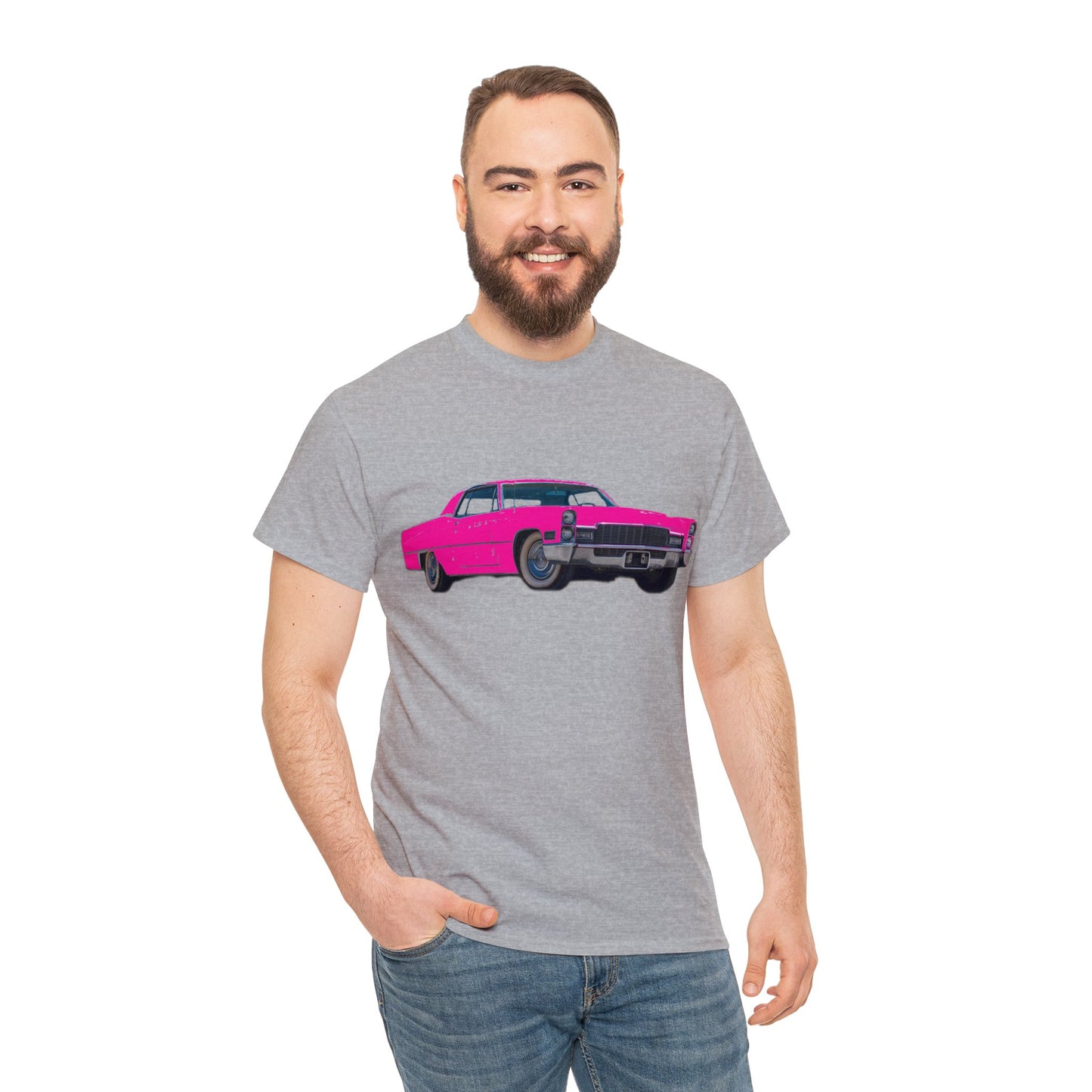 Pink Cadillac, Vintage Car, Caddy Daddy, Retro DeVille Heavy Cotton Tee