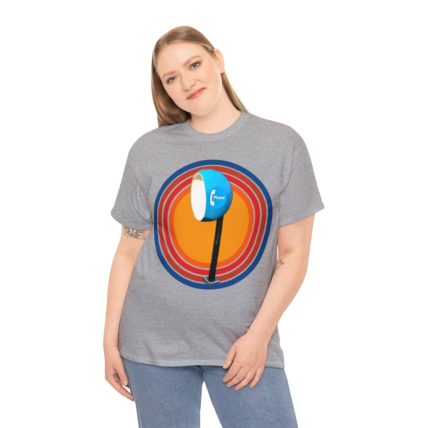 Vintage Egg Shaped Phone Booth, Retro Phone Booth Heavy Cotton Tee