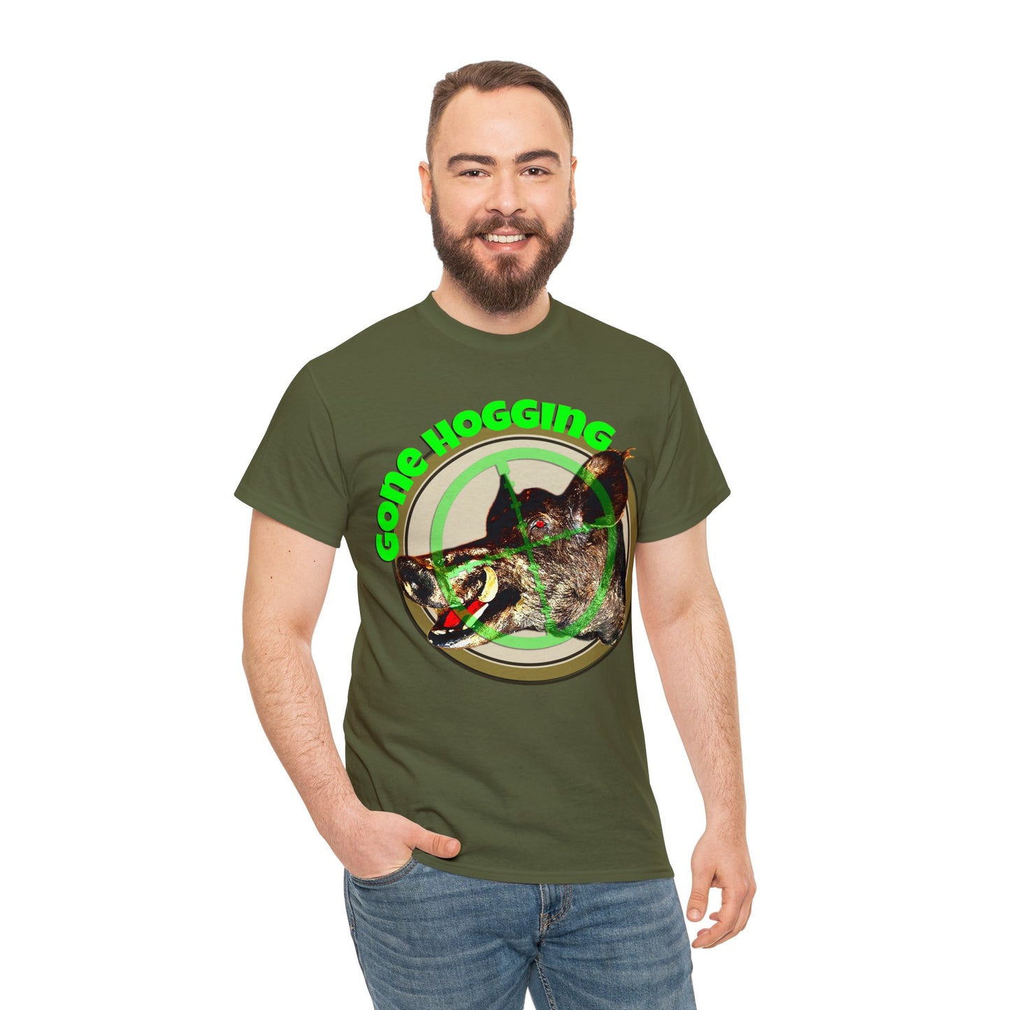 Wild Hog Hunter, Wild Hog, Hog Wild, Hog Boar Hunting Heavy Cotton Tee