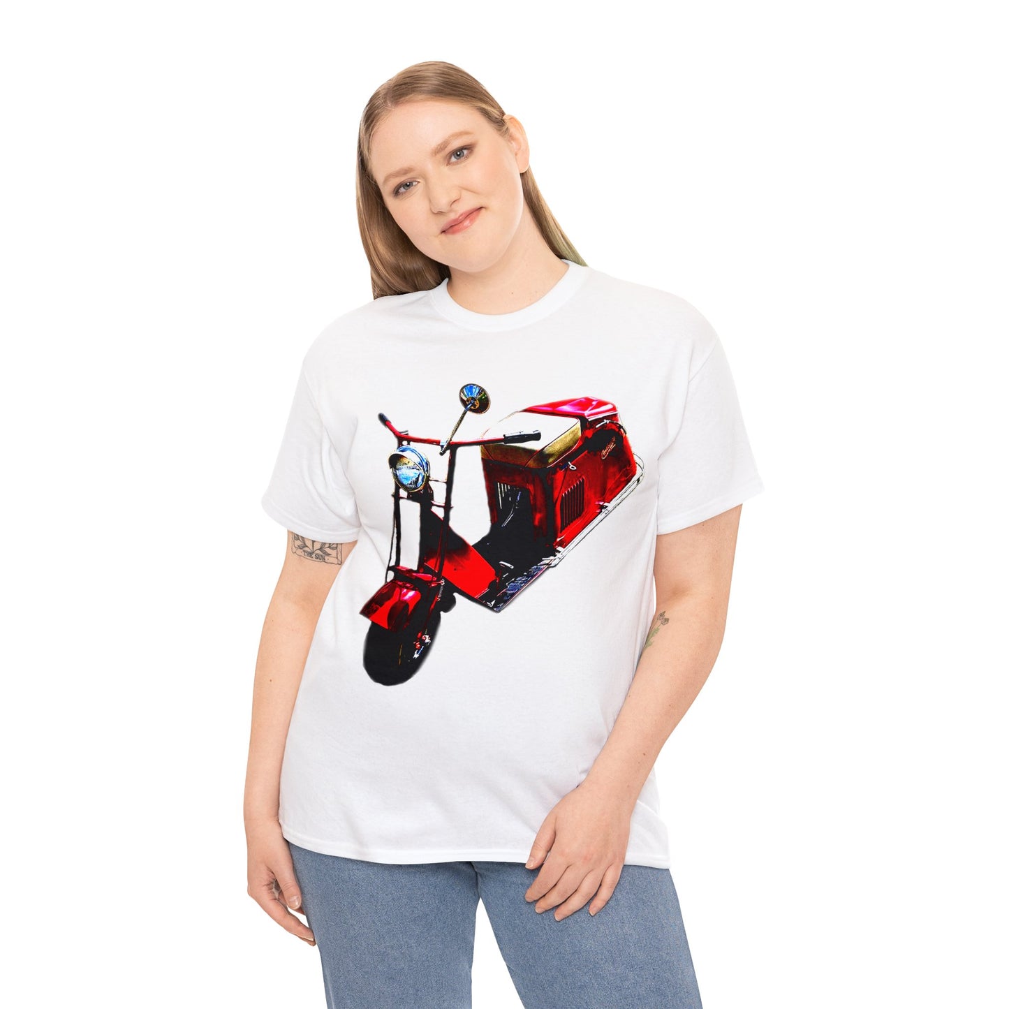 Vintage Scooter, 1940s Scooter, Red Scooter, Red Moped Heavy Cotton Tee