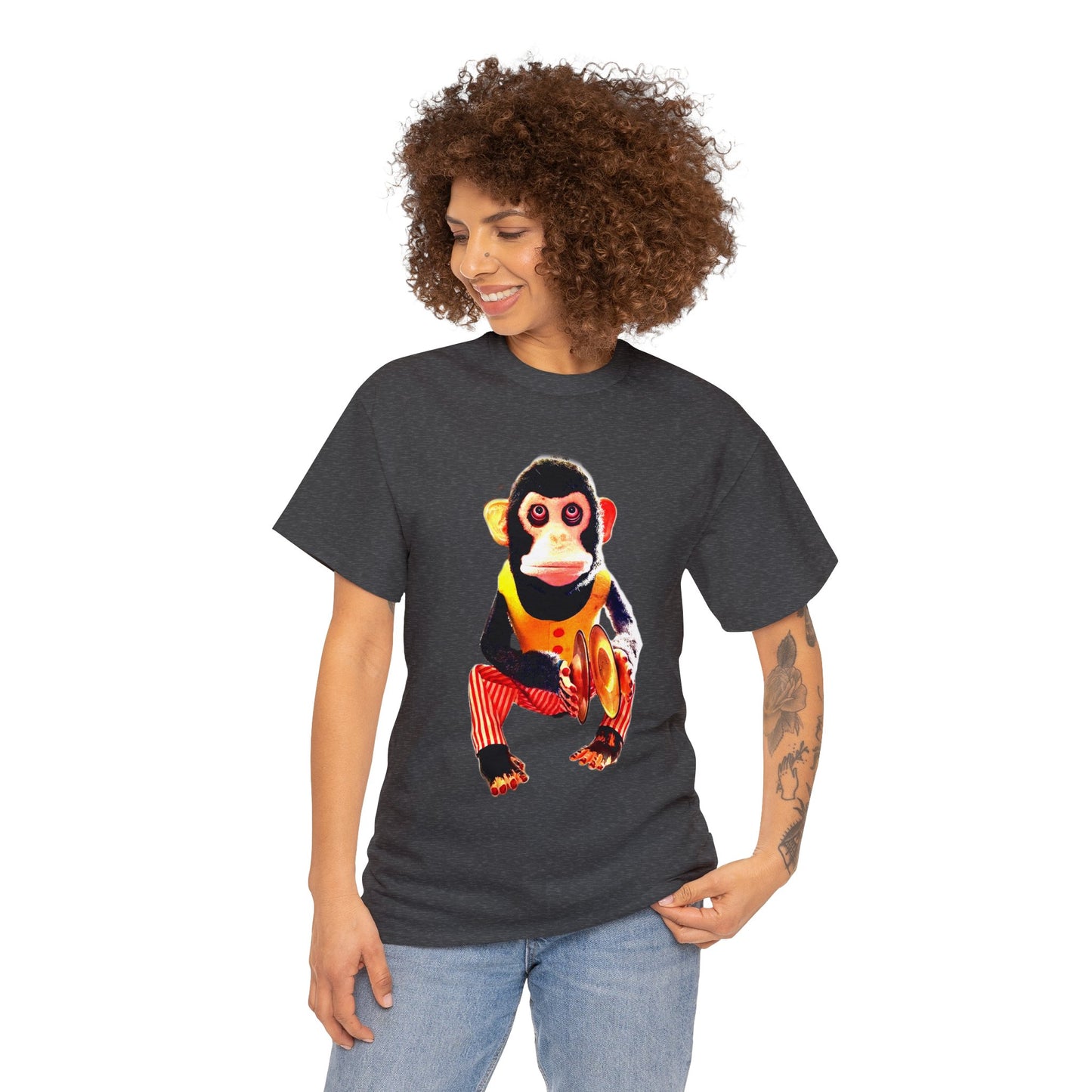 Cymbal Chimp Toy, Jolly Monkey With Cymbals Vintage Retro Heavy Cotton Tee