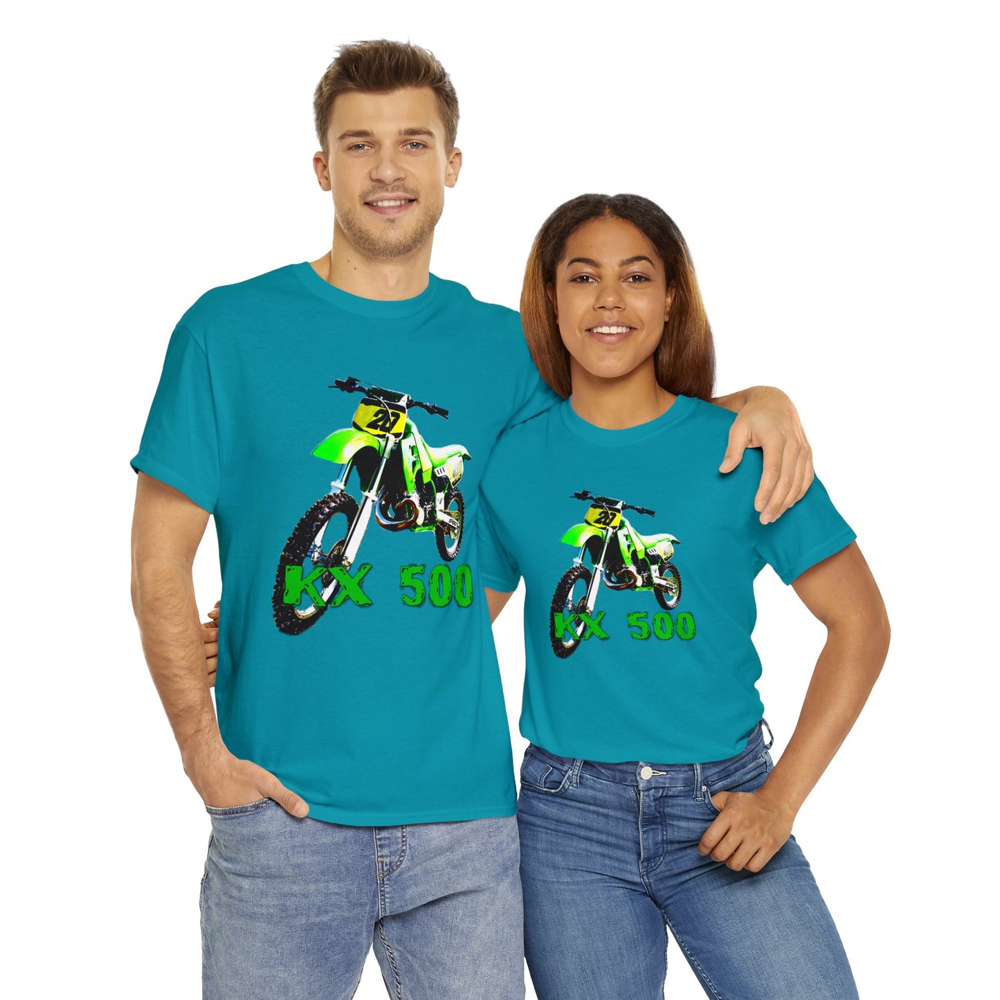 KX 500 Motocross, Vintage Dirt Bike, Green Dirt Bike, Motocross Heavy Cotton Tee