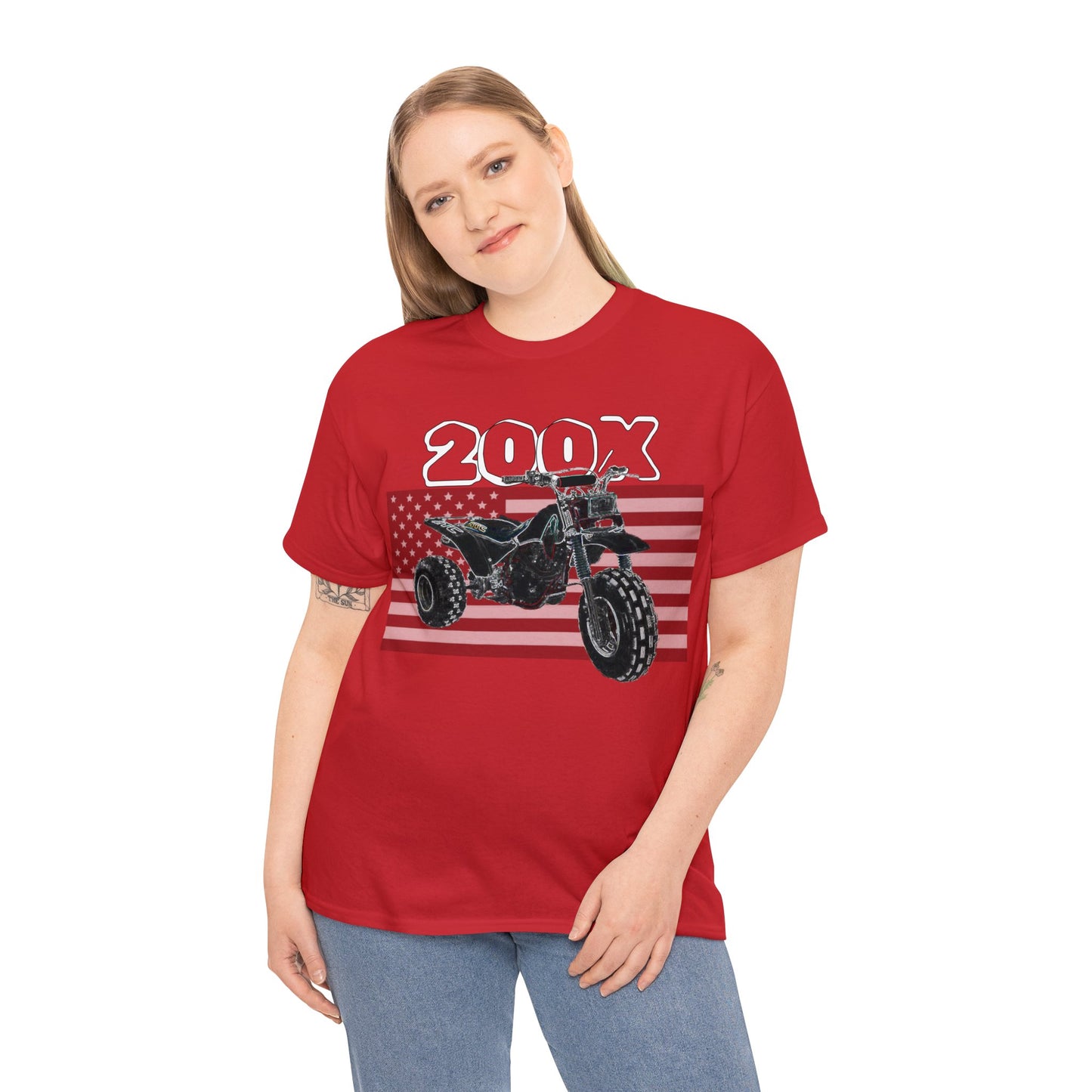 1985 Vintage Retro Three Wheeler ATV ATC 200x American Flag Heavy Cotton Tee