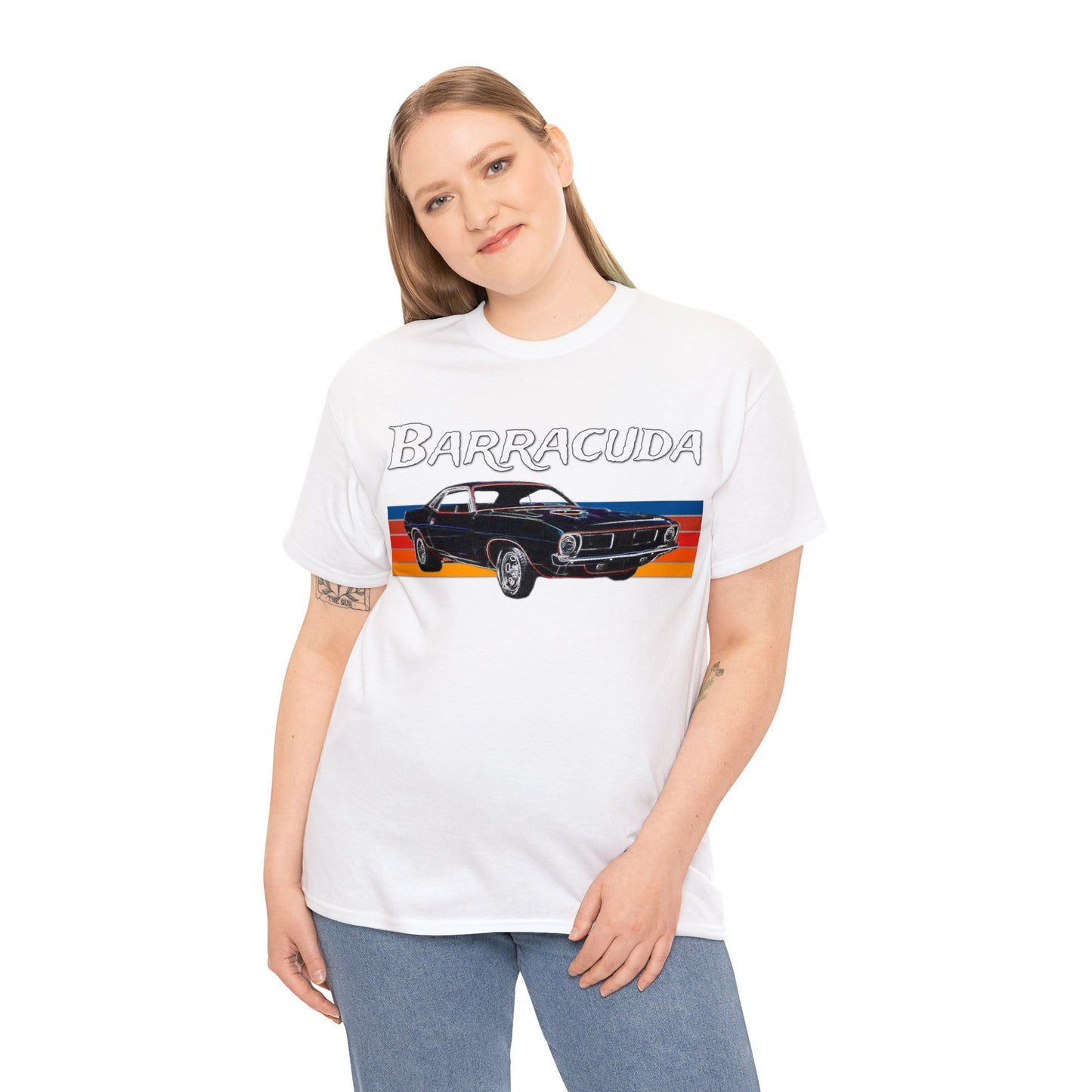 Barracuda Muscle Car, Cuda American Muscle Car, 1970s Car Heavy Cotton Tee