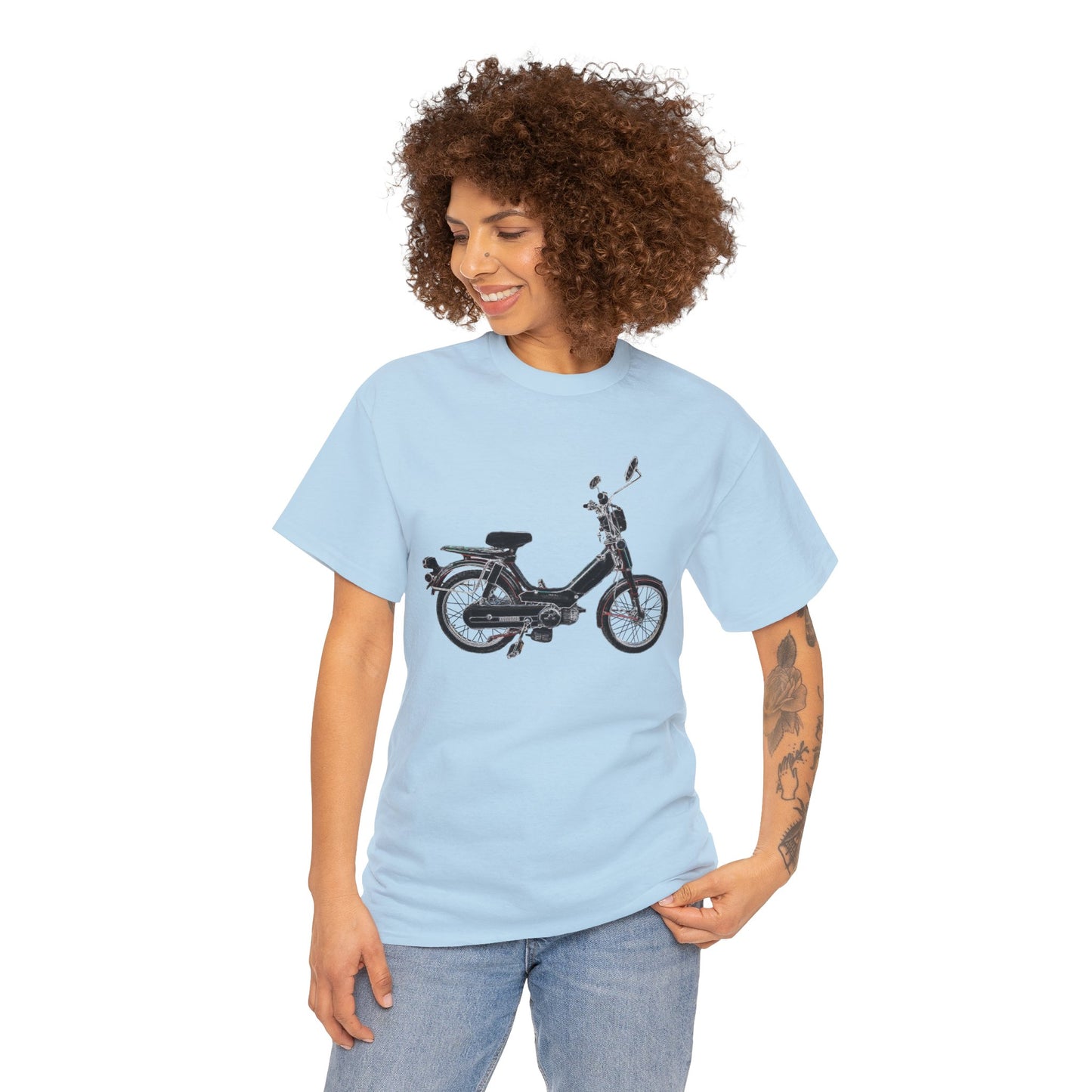 Vintage 1978 Pedal Moped Scooter Mini Bike Motorcycle Moped Heavy Cotton Tee