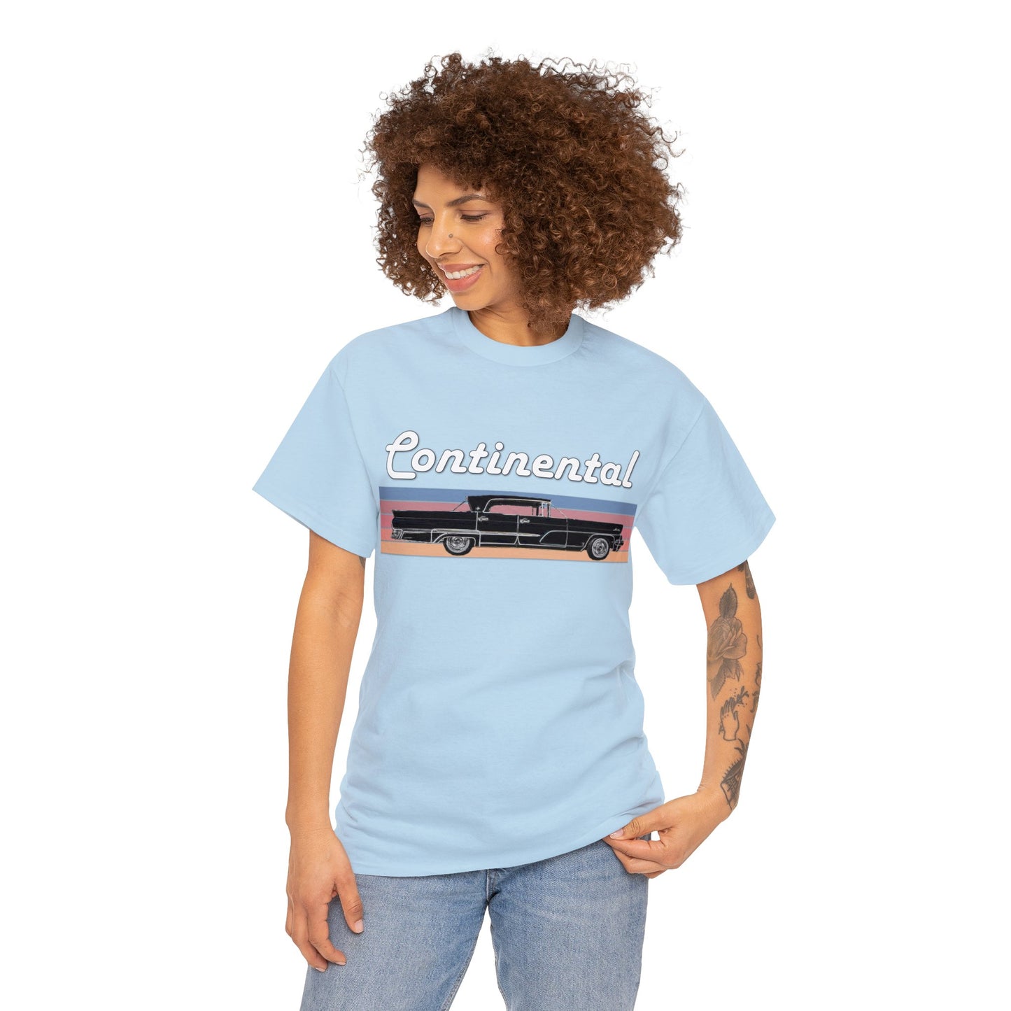 1959 Continental Retro Vintage American Car With Tail Fins Heavy Cotton Tee