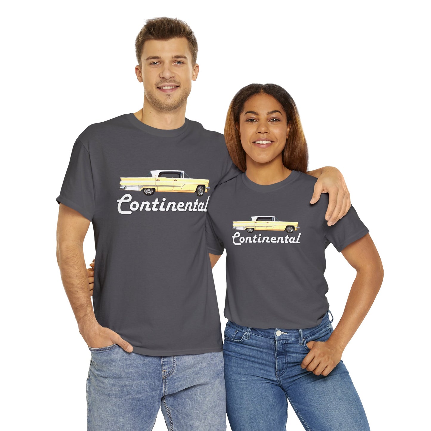 1959 Continental Retro Vintage American Car With Tail Fins Heavy Cotton Tee