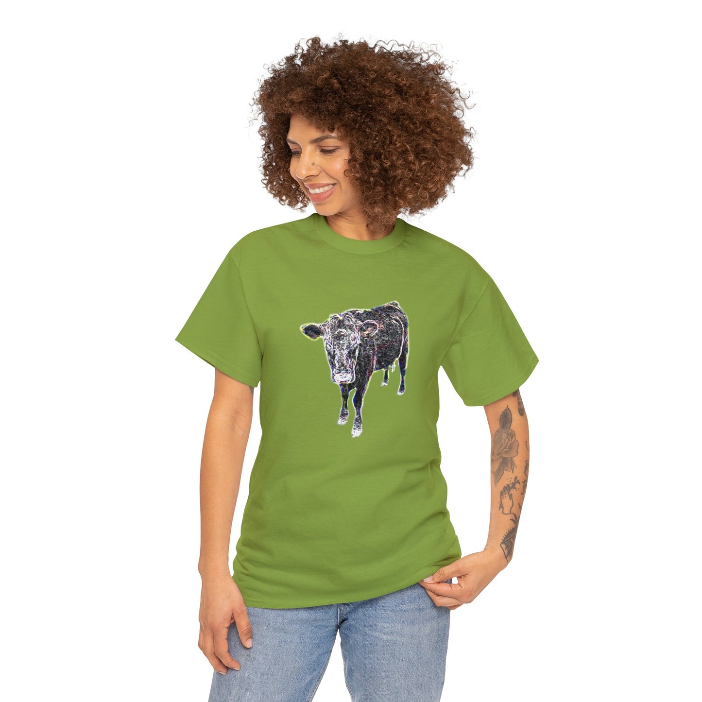 Vintage Retro Cow on the Farm Heavy Cotton Tee