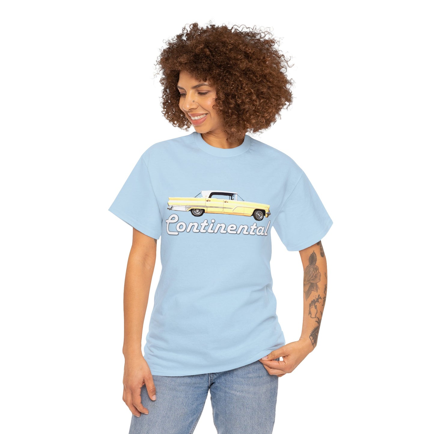 1959 Continental Retro Vintage American Car With Tail Fins Heavy Cotton Tee