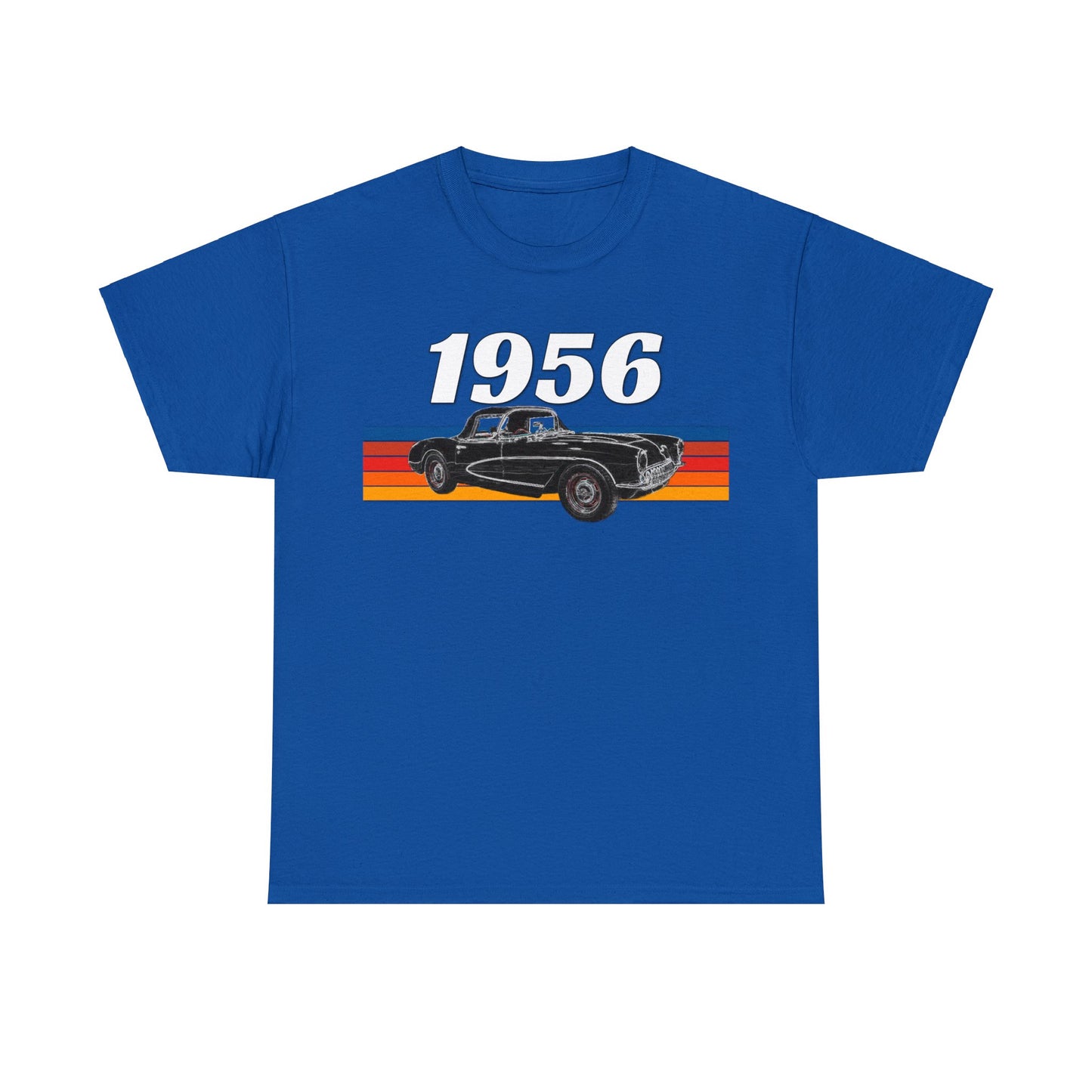 1956 Vette Classic Car, Vintage American Muscle Car Heavy Cotton Tee