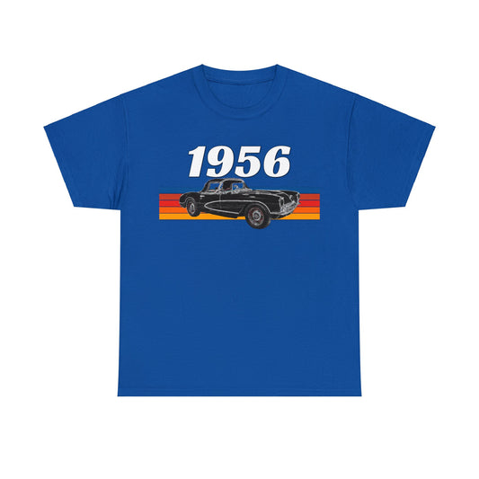 1956 Vette Classic Car, Vintage American Muscle Car Heavy Cotton Tee