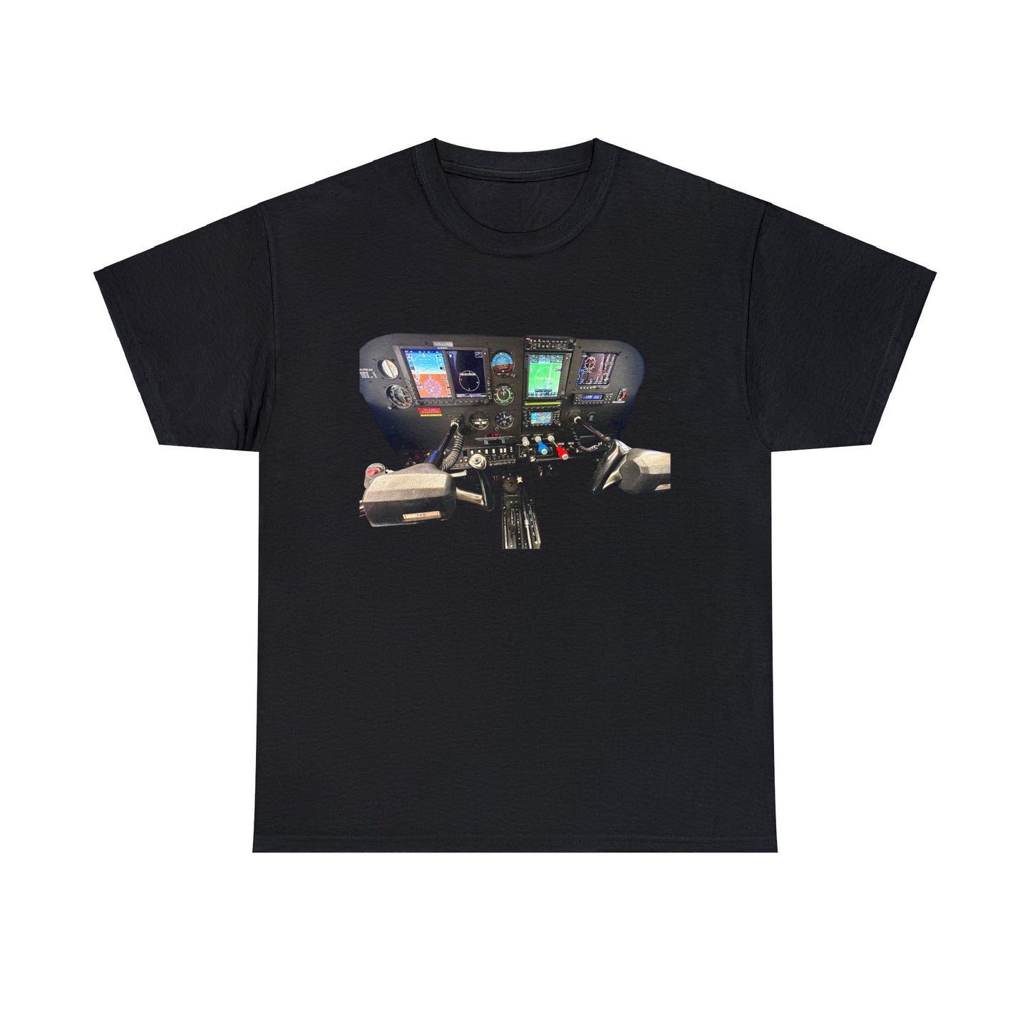 Airplane Cockpit, Private Plane Cock Pit, Plane Instruments Heavy Cotton Tee