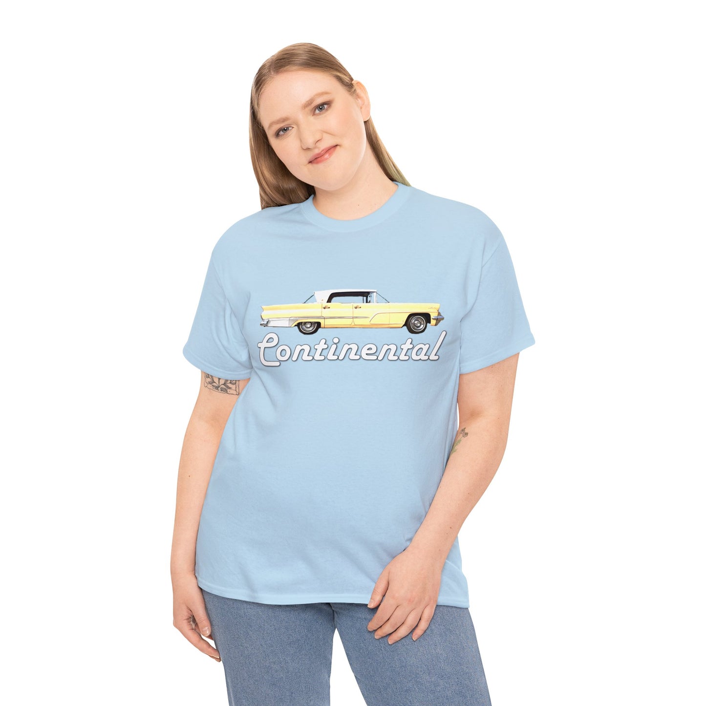 1959 Continental Retro Vintage American Car With Tail Fins Heavy Cotton Tee