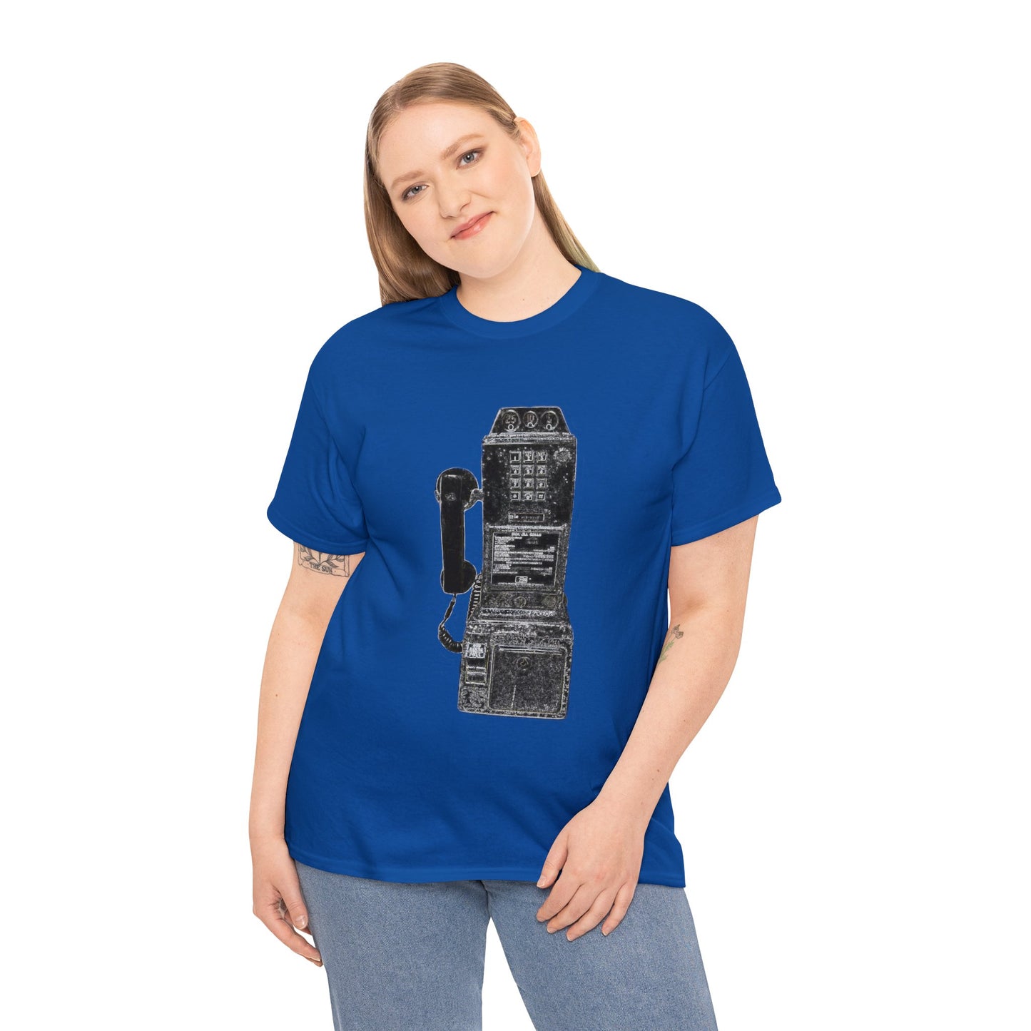 Vintage Retro Pay Phone Antique Telephone Phone Heavy Cotton Tee