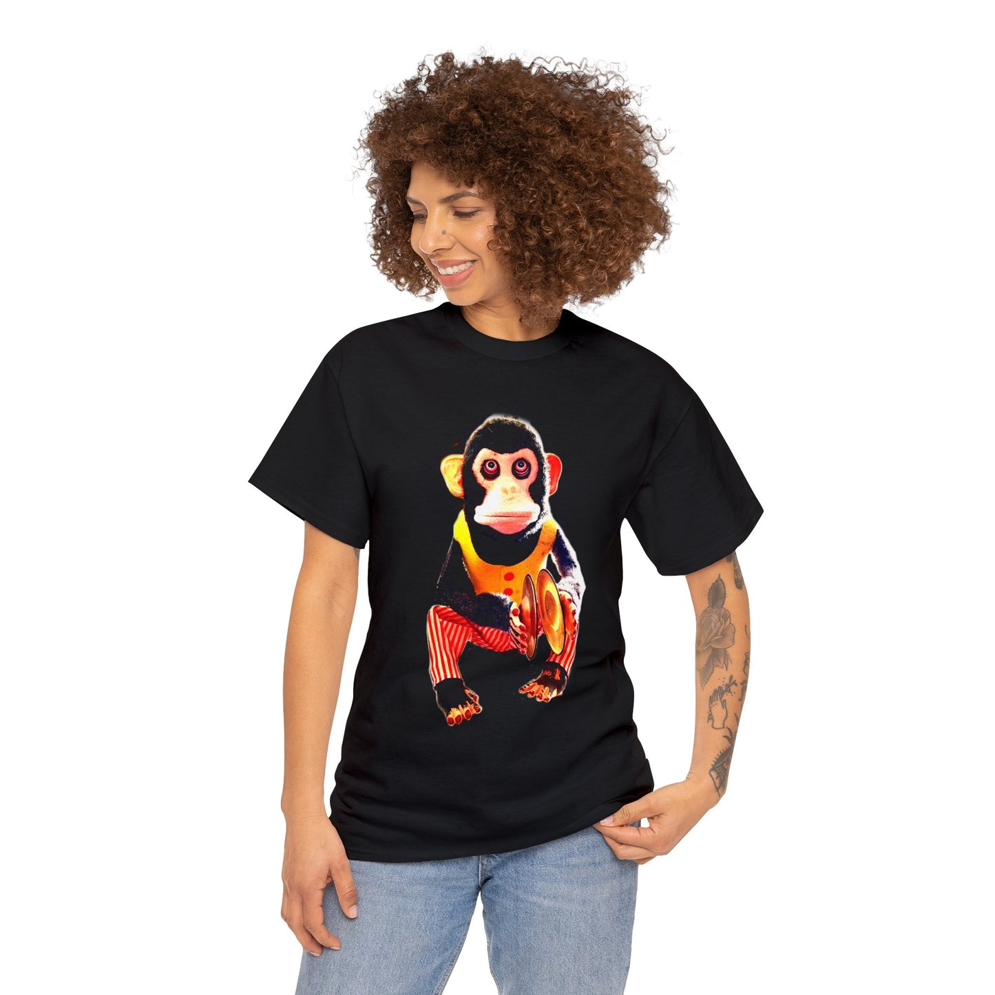 Cymbal Chimp Toy, Jolly Monkey With Cymbals Vintage Retro Heavy Cotton Tee