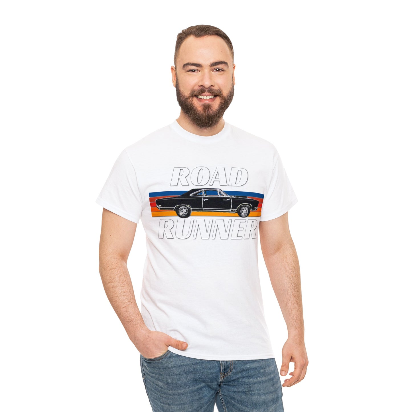 Vintage Road Runner Car, American Muscle Car, USA Muscle Automobile Heavy Cotton Tee